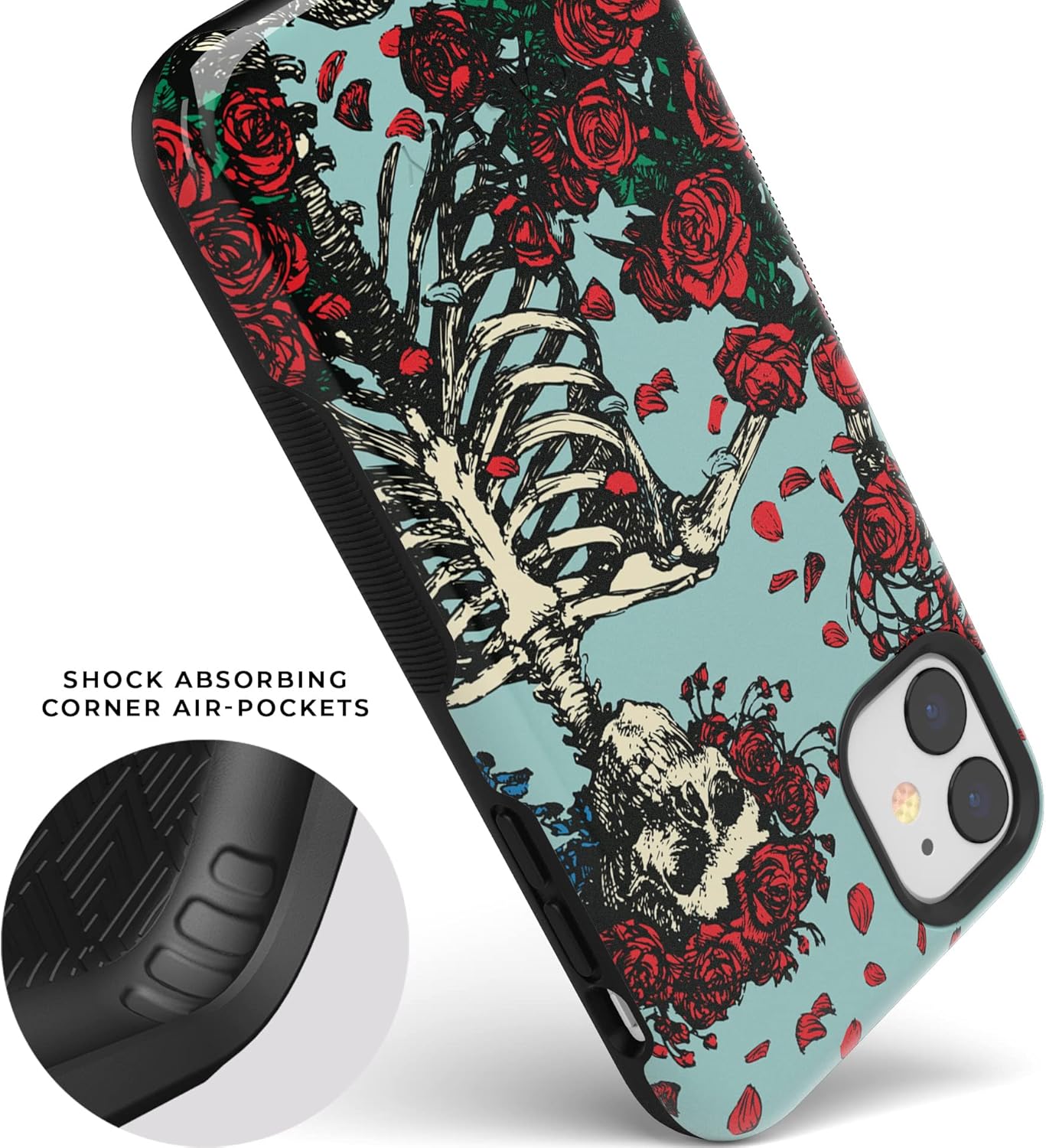 Casely iPhone 11 Case | Forever Grateful | Grateful Dead Skeleton Floral | Bold Protective Design