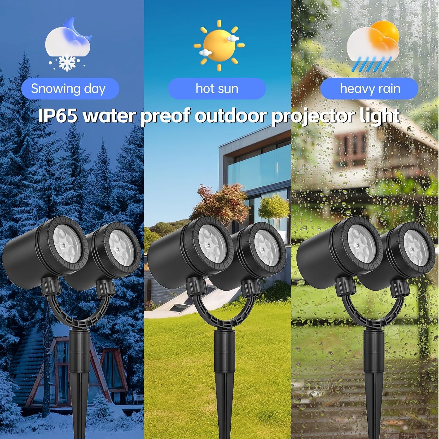 Schneeflocken Weihnachtsdeko Outdoor Projektor LED Licht Doppelkop Wasserdichte Weihnachtsbeleuchtung Aaußen für laser projektor outdoor für Gartenpartys zu Hause [Energieklasse A] [Energieklasse A]