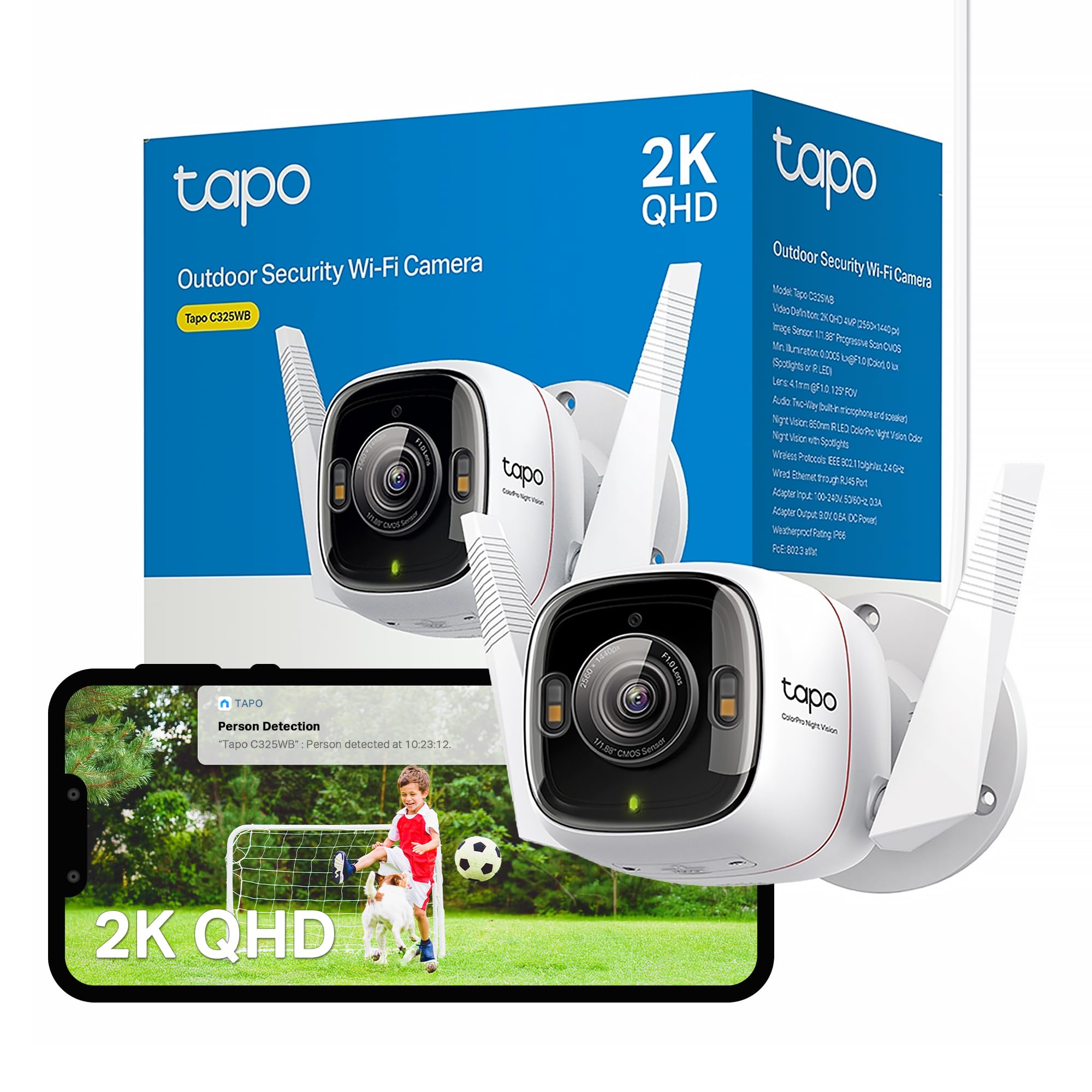 Tapo C325WB 2K QHD 屋外用カメラ Tapo C325WB Outdoor Security Camera 2K QHD, ColorPro Night