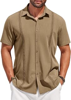 COOFANDY Men's Short Sleeve Casual Shirt Summer Button Down Shirt Travel Vacation Shirt