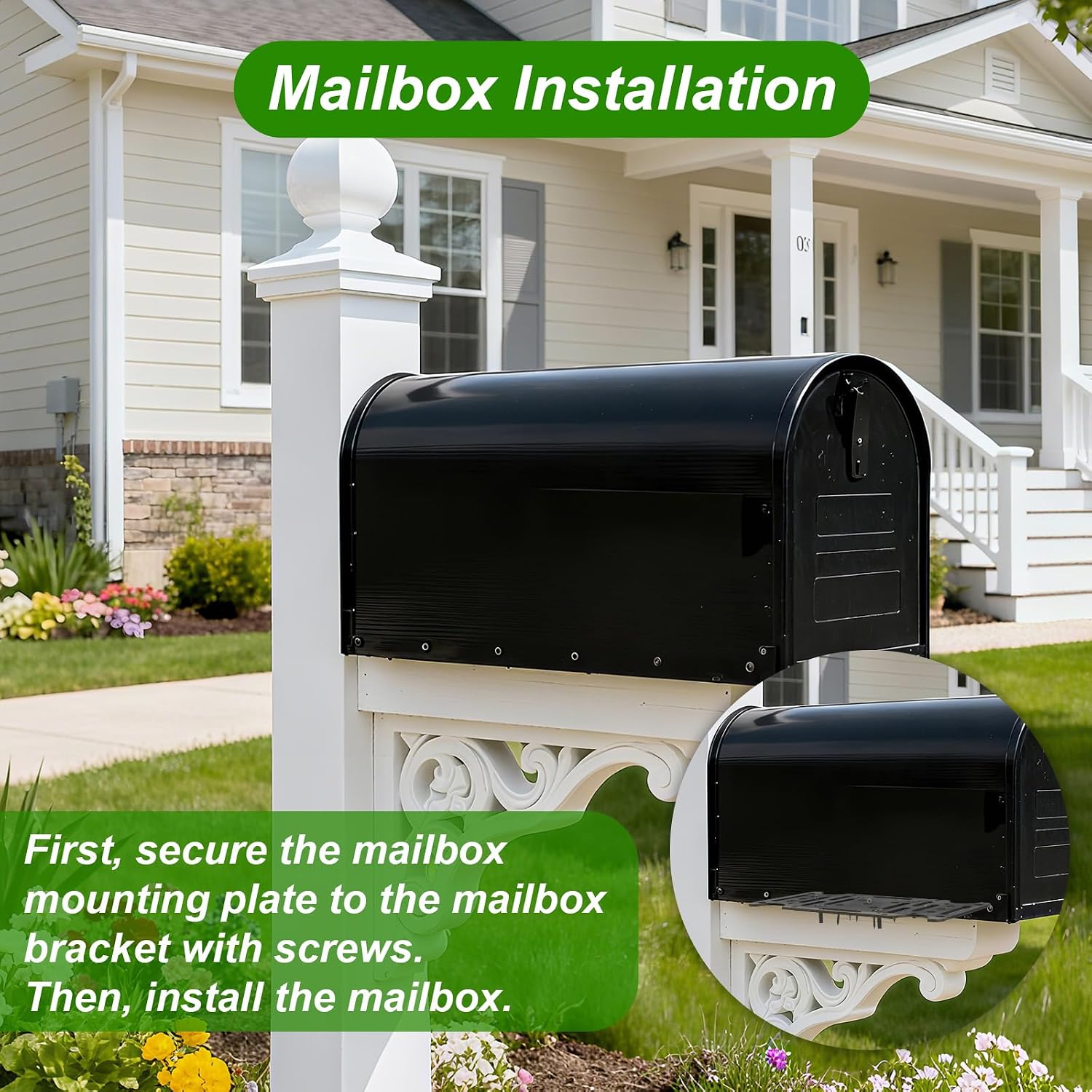 Mailbox Mounting Bracket, Outside Heavy-Duty Universal Mailbox Post Mount Adapter Bracket Kit Suitable for 4x4 Wood or Hollow Posts (Black)