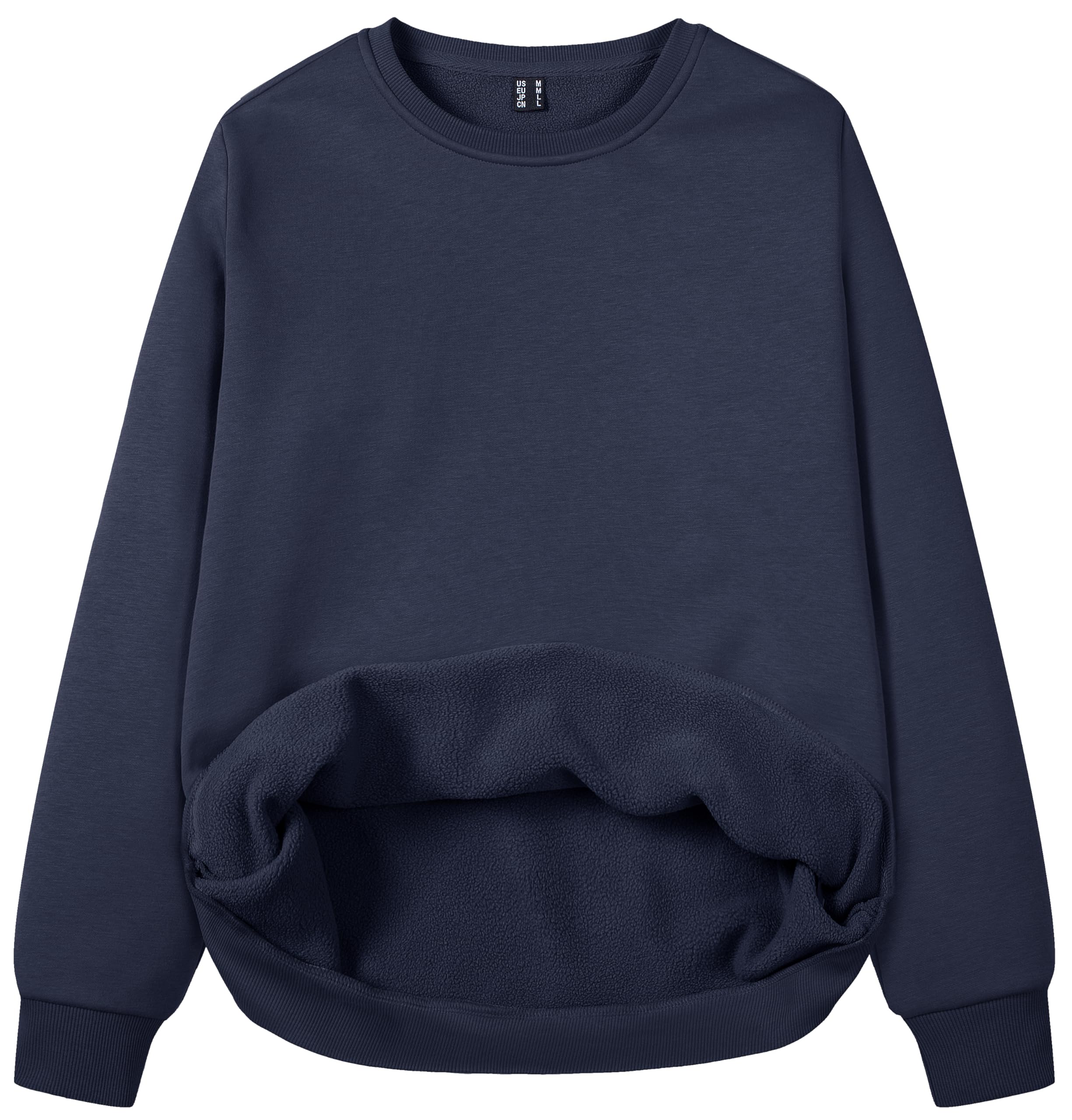 MAGCOMSEN Women's Fleece Lined Sweatshirt Crewneck Cotton Pullover Fall Winter Casual Long Sleeve Warm Soft Tops