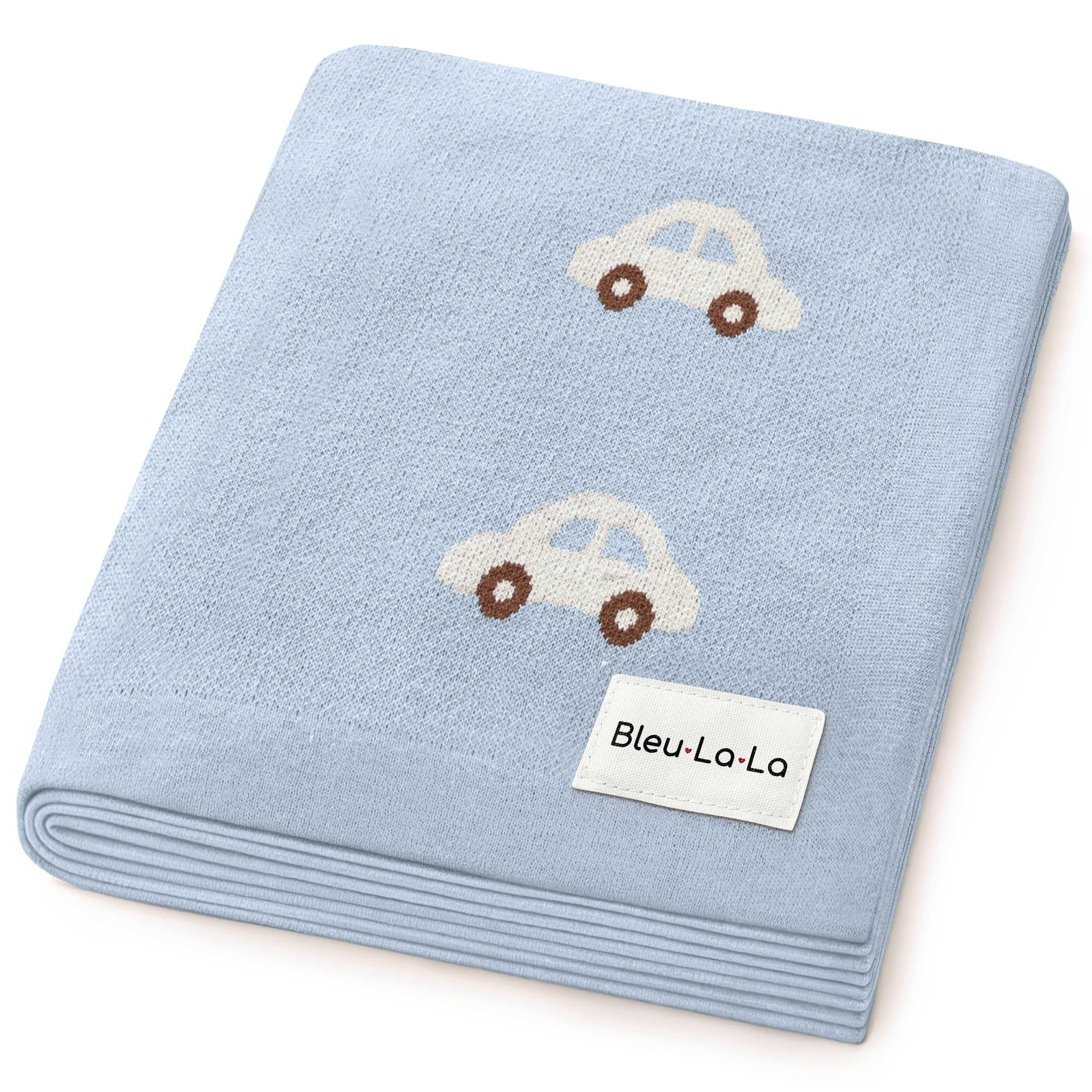 Baby Blanket for Boys 100% Cotton Buttery Soft Cozy Receiving Swaddle Stroller Blanket for Shower Gift Registry for Newborns, Infants, Toddlers (Cars - Baby Blue)