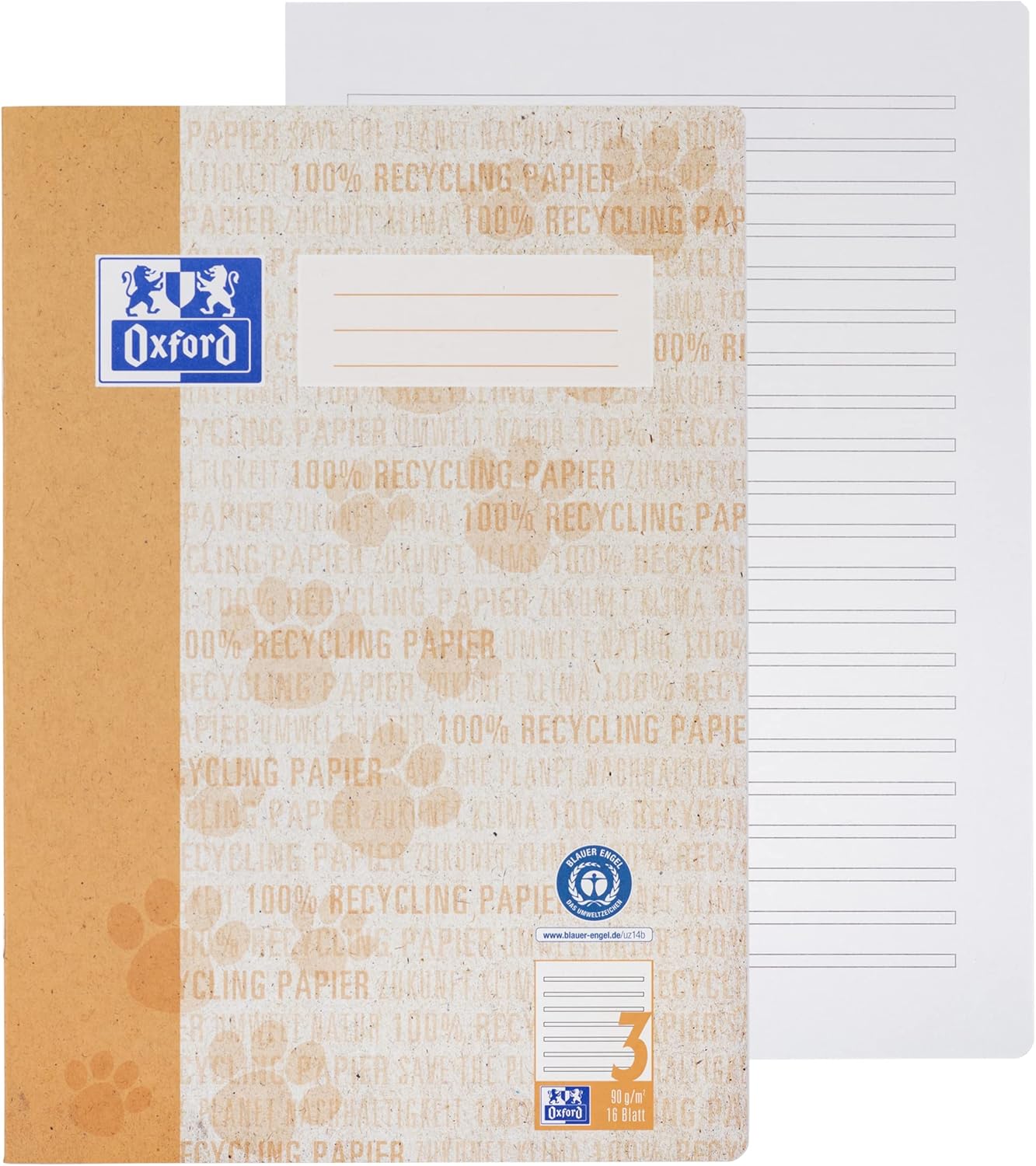 Oxford Exercise Book A4 Recycled 16 Sheets Line Style 3 Ruled Pack of 15