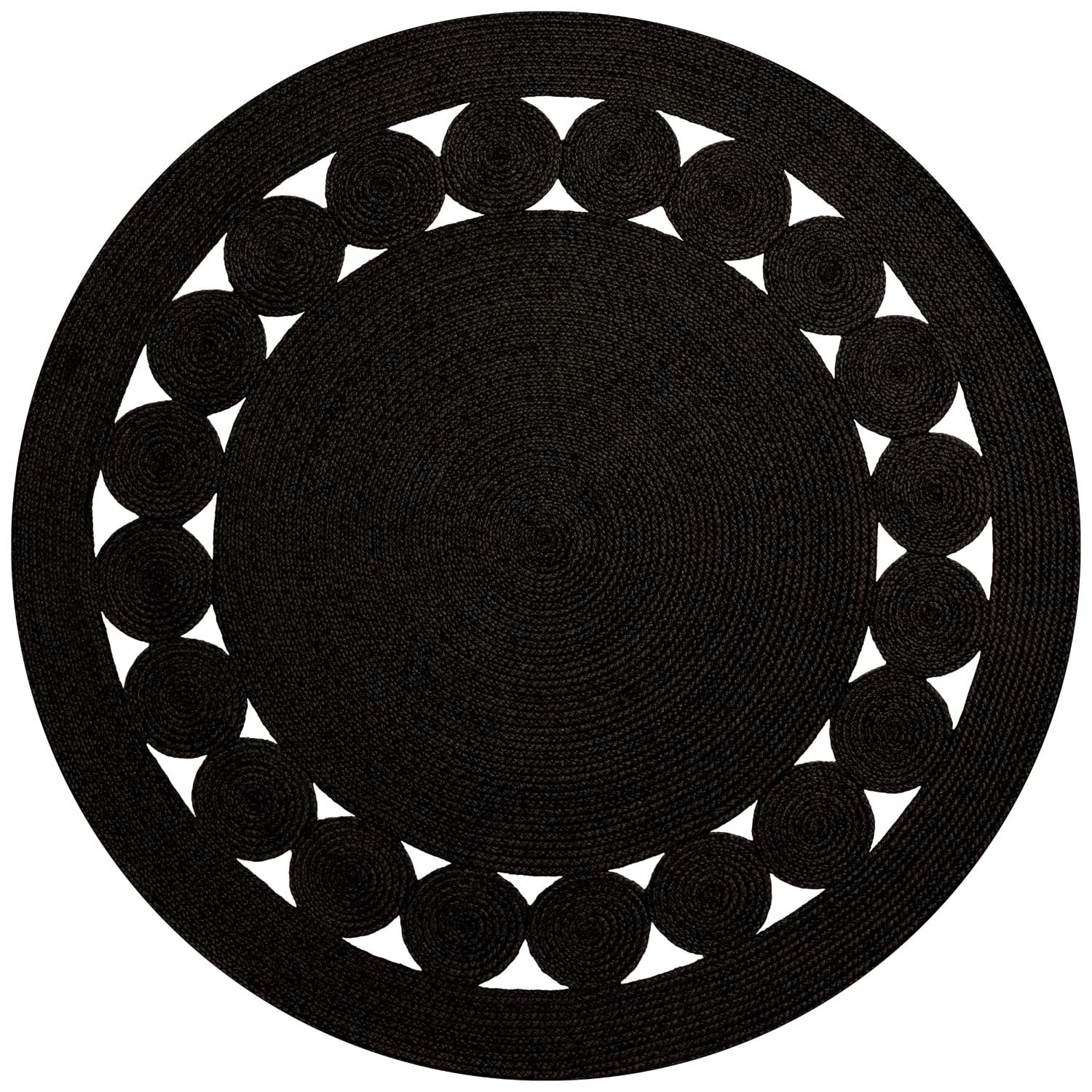 MANI TEXTILE LEYLIM - Alfombra Redonda (90 x 90 cm), Color Negro y Blanco