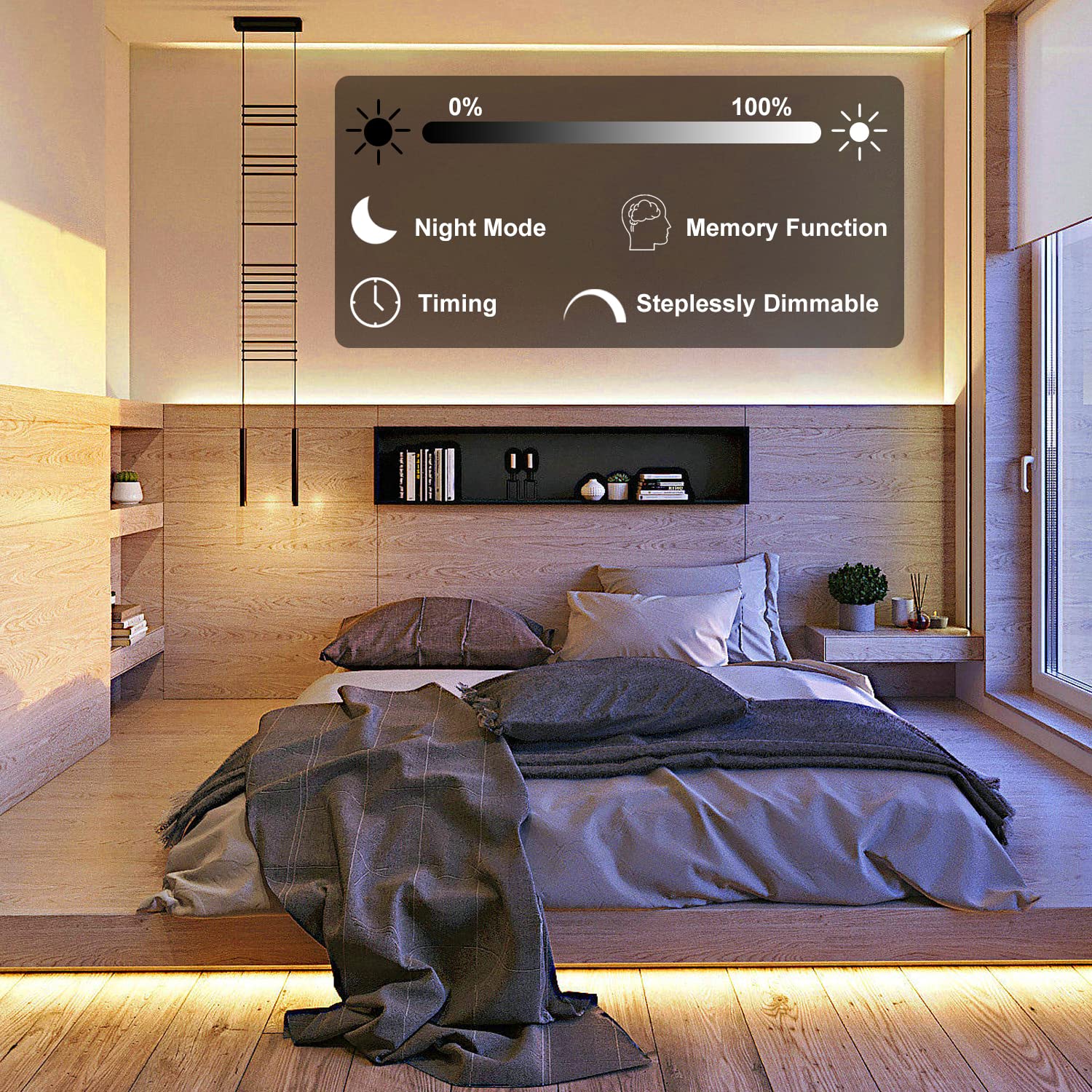 PAUTIX COB LED Strip CCT Warmwit koudwit 2700K-6500K,3m 1920leds dimbaar 24V LED Strip set met voeding en RF afstandsbediening voor slaapkamer, keuken, tv-spiegel, doe-het-zelf verlichting