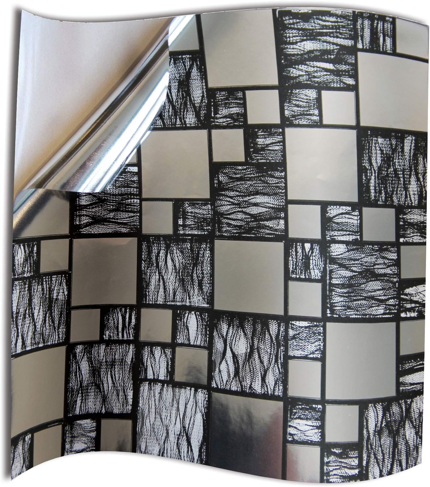 48 Bathroom Black Silver Chrome Tile Stickers Transfers for Kitchen 6x6 inch 15x15cm Wall Tiles Flat 2D Printed Vinyl Tile Transfers Kitchen Silver Chrome