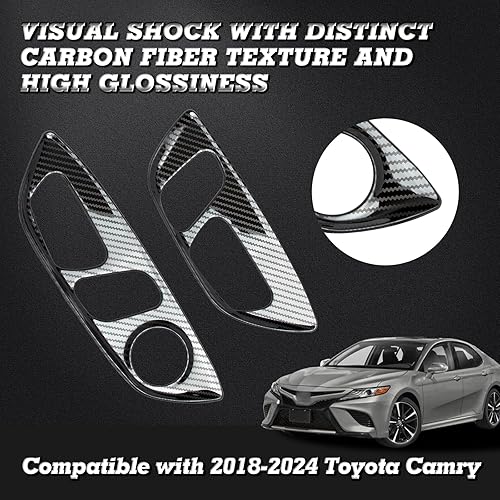 Miniatura 4 de Xotic Tech - Cubierta de panel de interruptor de ajuste de asiento, acero inoxidable con patrón de fibra de carbono, compatible con Camry 2018-2024