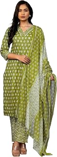MIRCHI FASHION Pure Cotton Kurta Set for Women with Dupatta and Pant | 3 Piece Floral Printed Kurti Pant Set | Ethnic Suit... Price In India