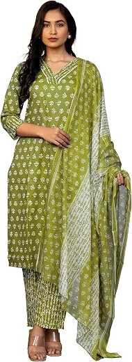 MIRCHI FASHION Pure Cotton Kurta Set for Women with Dupatta and Pant | 3 Piece Floral Printed Kurti Pant Set | Ethnic Suit...