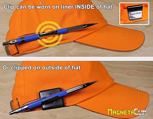 Miniatura 2 de Lápiz de carpintero fuerte con recambios de plomo, clip magnético fuerte, mantiene el lápiz a mano en el sombrero, cinturón de herramientas