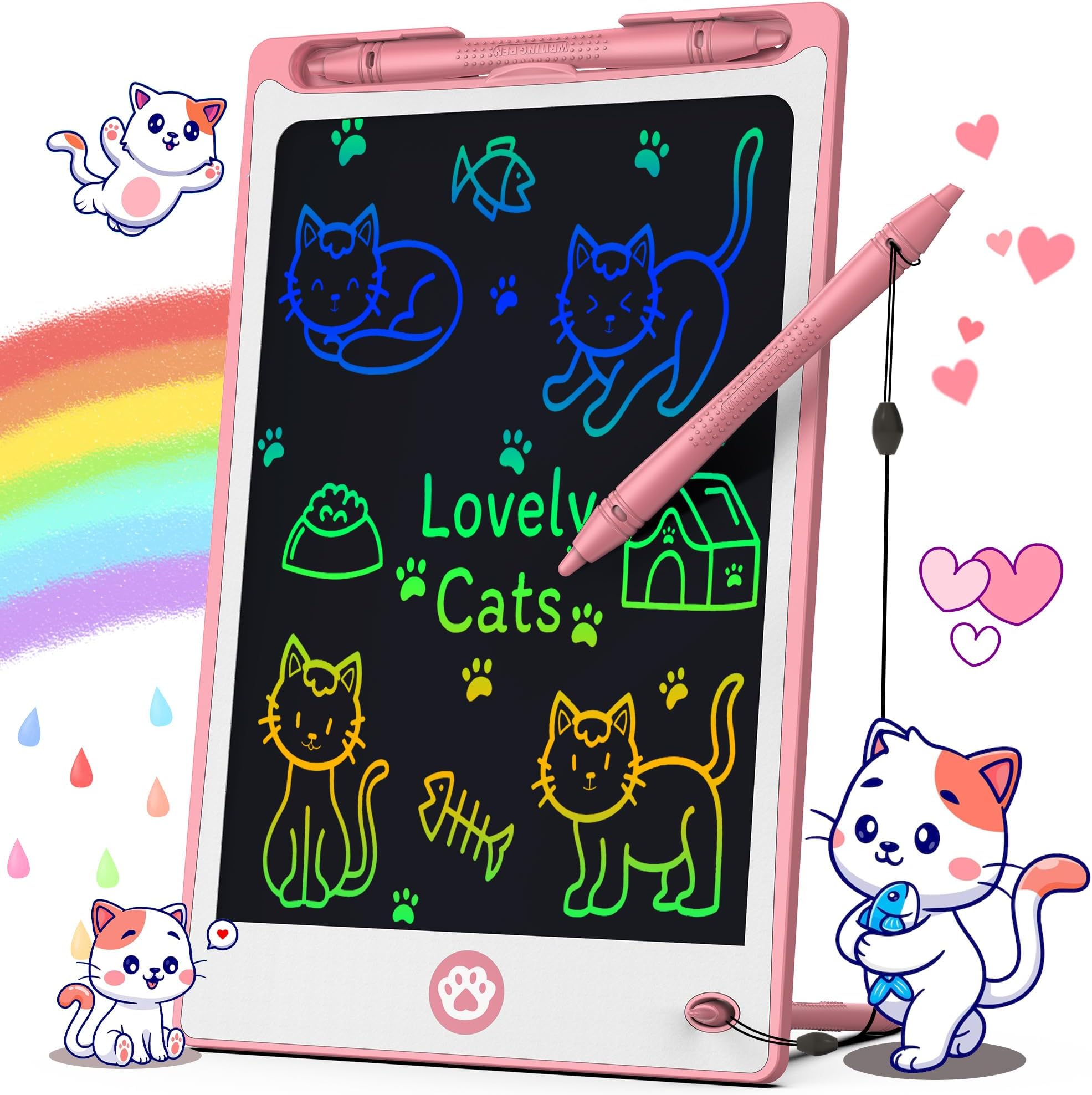Hockvill LCD Writing Tablet for Kids 8.8 Inch, Toys for Girls Boys Drawing Pad for 3 4 5 6 7 Year Old Kids Toys, Children Christmas Birthday Gift for Kids Toddler Doodle Board Travel Essentials
