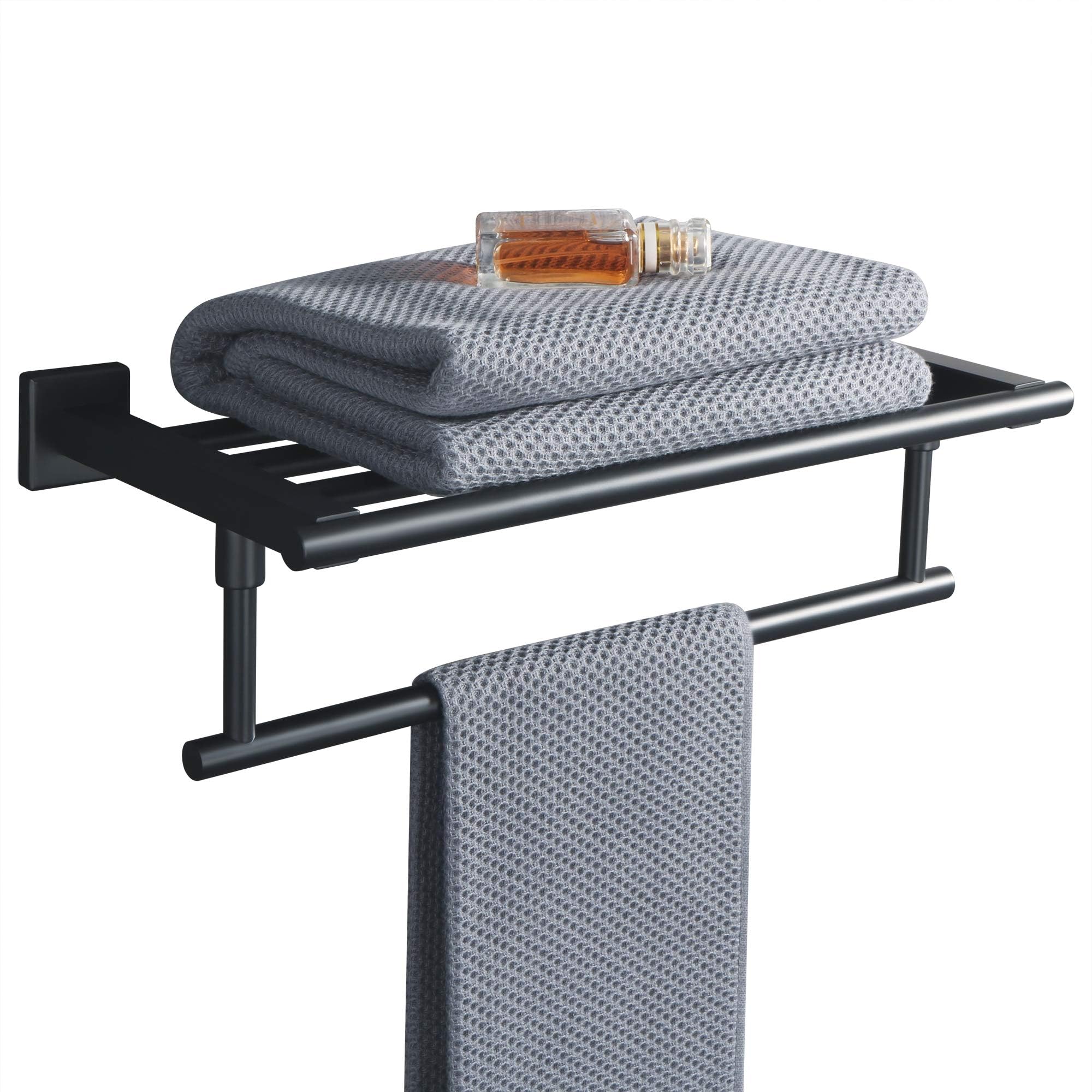 Mooche Bathroom Towel Rail Black, Wall Mounted Towel Rack, Towel Holders for Bathrooms SUS304 Stainless Steel Towel Shelf