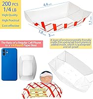 Vista 2 de MotBach Paquete de 200 bandejas de papel a cuadros de 1/4 libras desechables para botes de papel pequeños, recipientes para platos, 0.25 libras