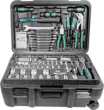 Mannesmann Tool Box, 122 Pieces PORTABLE_TOOL_BOX, includes Sockets and Bits in Chrome-Vanadium Steel, VPA-GS Approved,