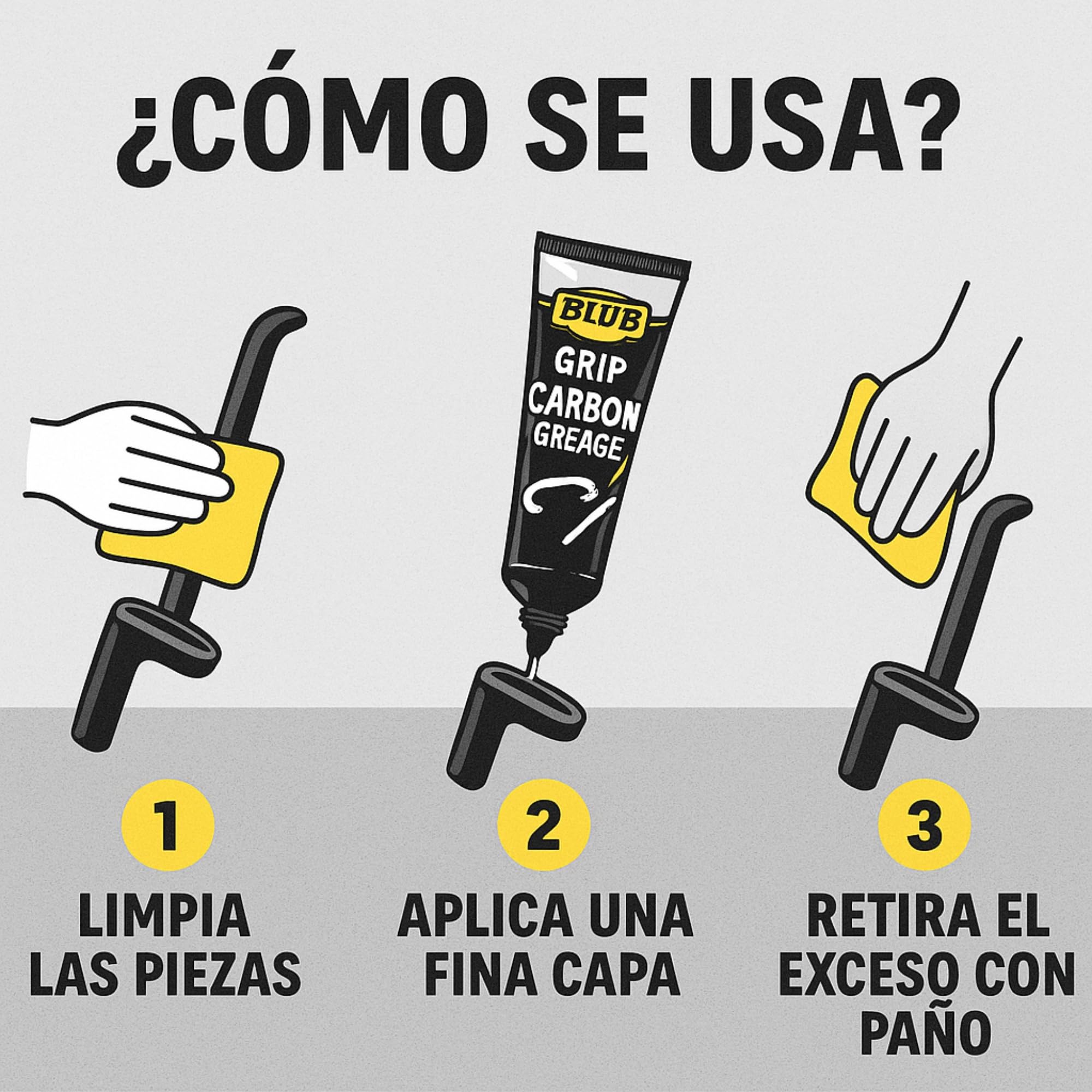 BLUB Grip Carbon Grease - Grasa carbono bicicleta para montaje de componentes | Grasa montaje bicicleta para piezas de carbono y aluminio | Reduce ruidos y evita corrosión