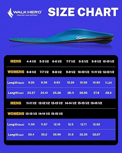 Miniatura 7 de Walkhero - Plantillas ortopédicas para aliviar el dolor para fascitis plantar con soporte de arco alto, alivia la fatiga de pies planos y pies