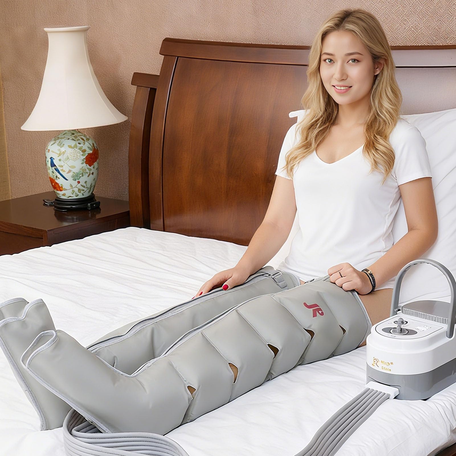 Massaggiatori elettrici per i Piedi, Compressione ad Aria per Le Gambe - 6 cavitazioni, drenaggio linfatico, pressoterapia, Stivali di Recupero per alleviare la stanchezza dei Pied