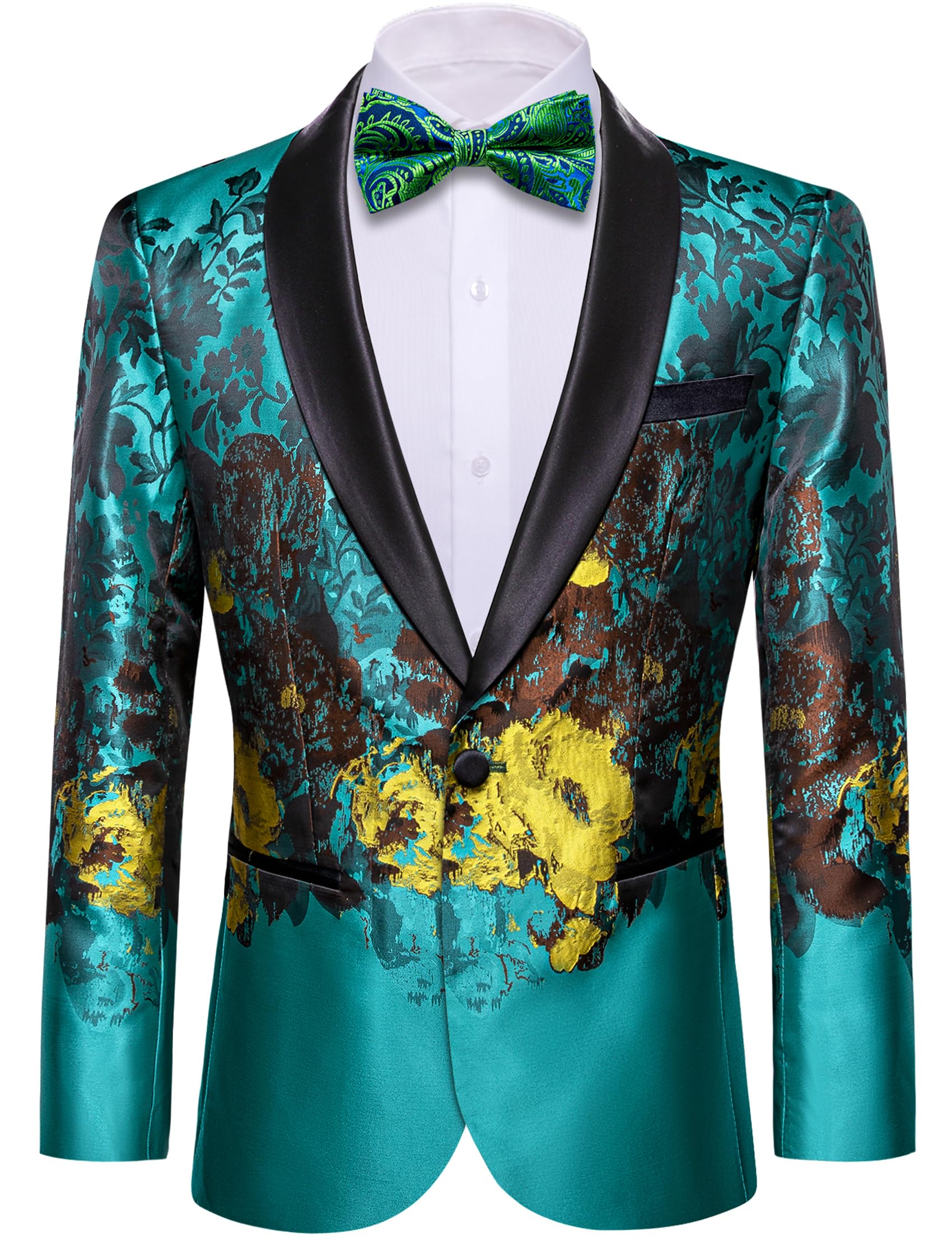 Barry. Wang Men's Sport Coats &amp; Blazers Flower Suit Jacket 1 Button Paisley Tuxedo Mardi Gras Carnival Parade Gift