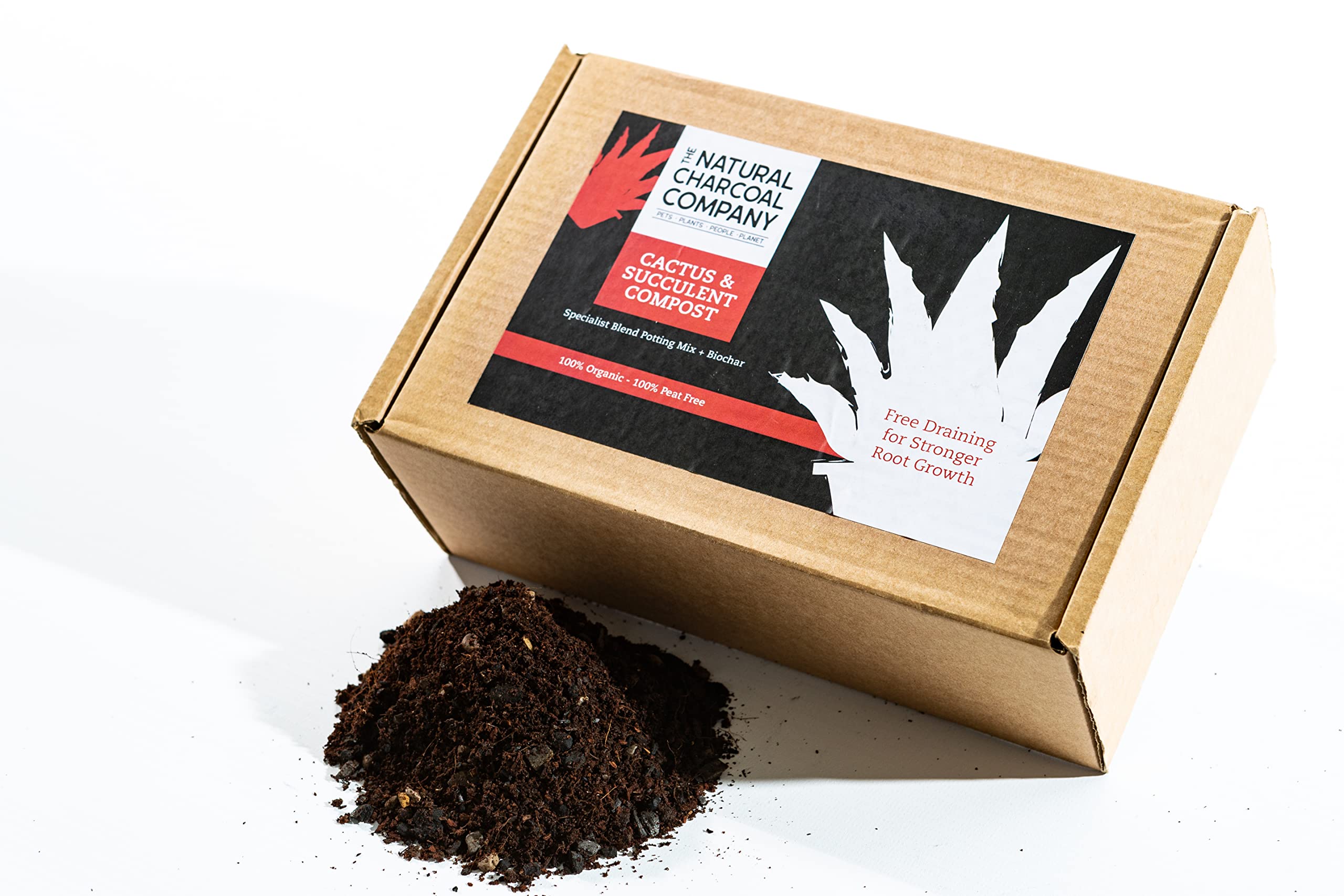 The Natural Charcoal Cactus and Succulent Potting Compost Mix - Premium Peat Free Organic Blend Enriched with High Grade Granules, 3 litres