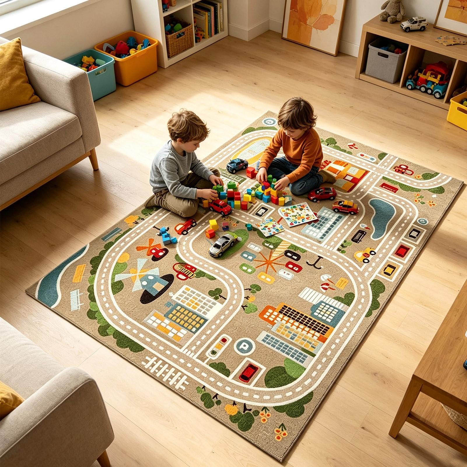 Interactive Kids Activity Mat, 47 x 71 Children Traffic Activity Floor
