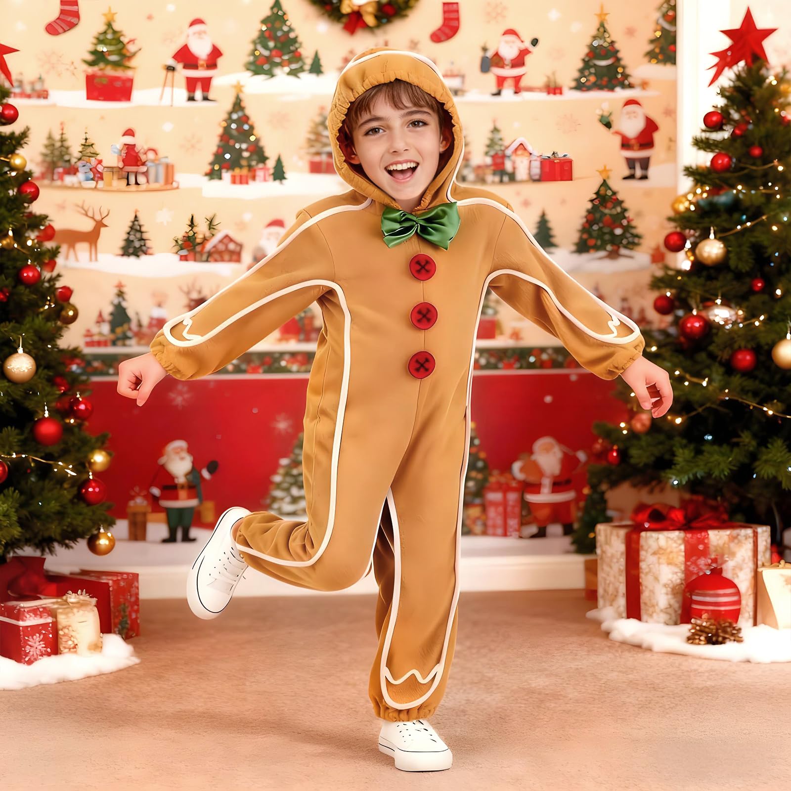 Mprocen Pagliaccetto natalizio con uomo di pan di zenzero giallo, tuta gialla adatto per feste di Natale in costume
