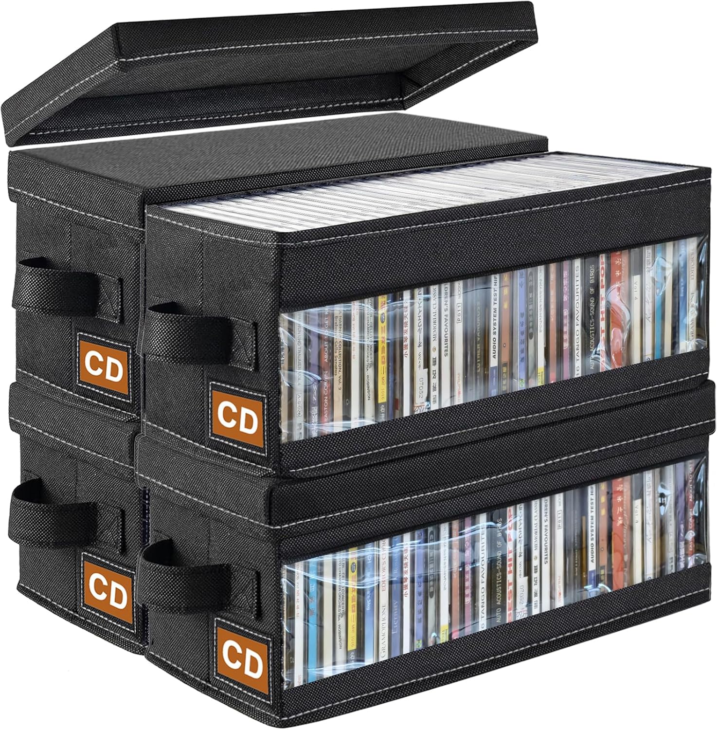 CD Storage Box & Case with Window, 4 Pack, for Car/Desktop/Closet