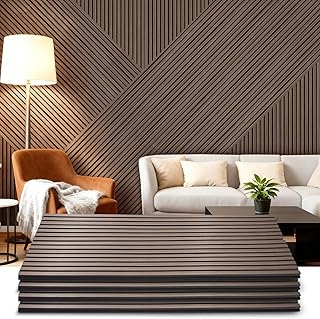 Acoustic Wood Wall Panels 4 Pack 47.6" x 23.6", Sound Proof Wooden Paneling for Walls, 3D Fluted Panel for Interior Wall Decor, Living Room, Bedroom - Walnut (Cover Approx.31 sq.ft)