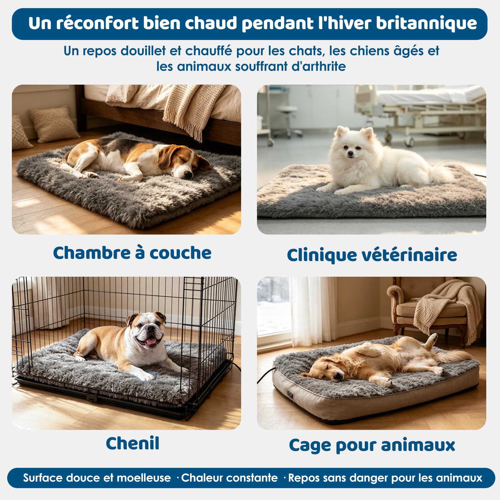 Wdmiya Tapis Chauffant pour Animaux avec 9 Niveaux de Température&Minuterie