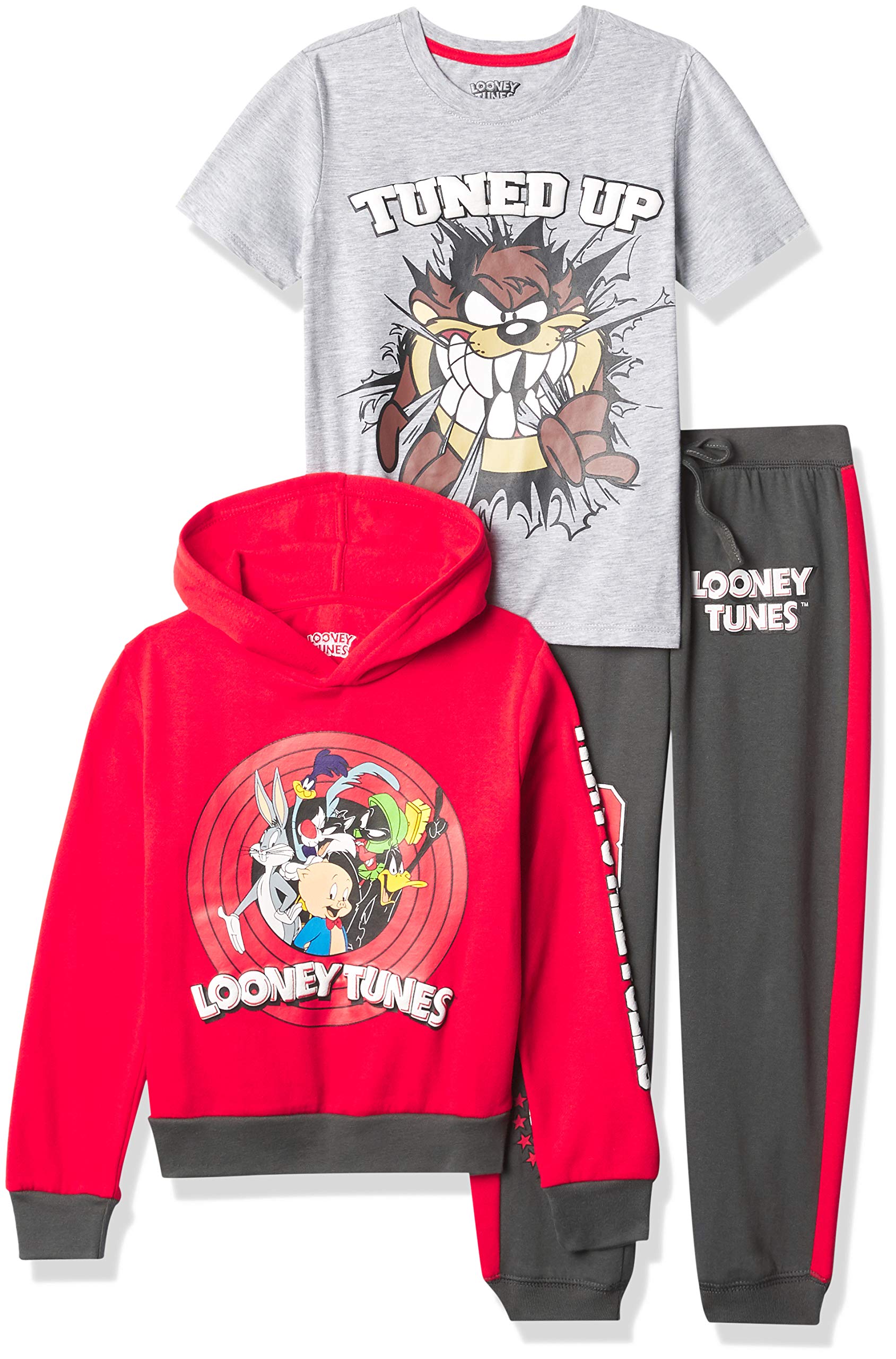 LOONEY TUNES Jungen Looney Tunes Graphic Hoodie, T-shirt, & Jogger Sweatpant, 3-piece Athleisure Outfit Bundle Set - Boys 4-20 T-Shirt