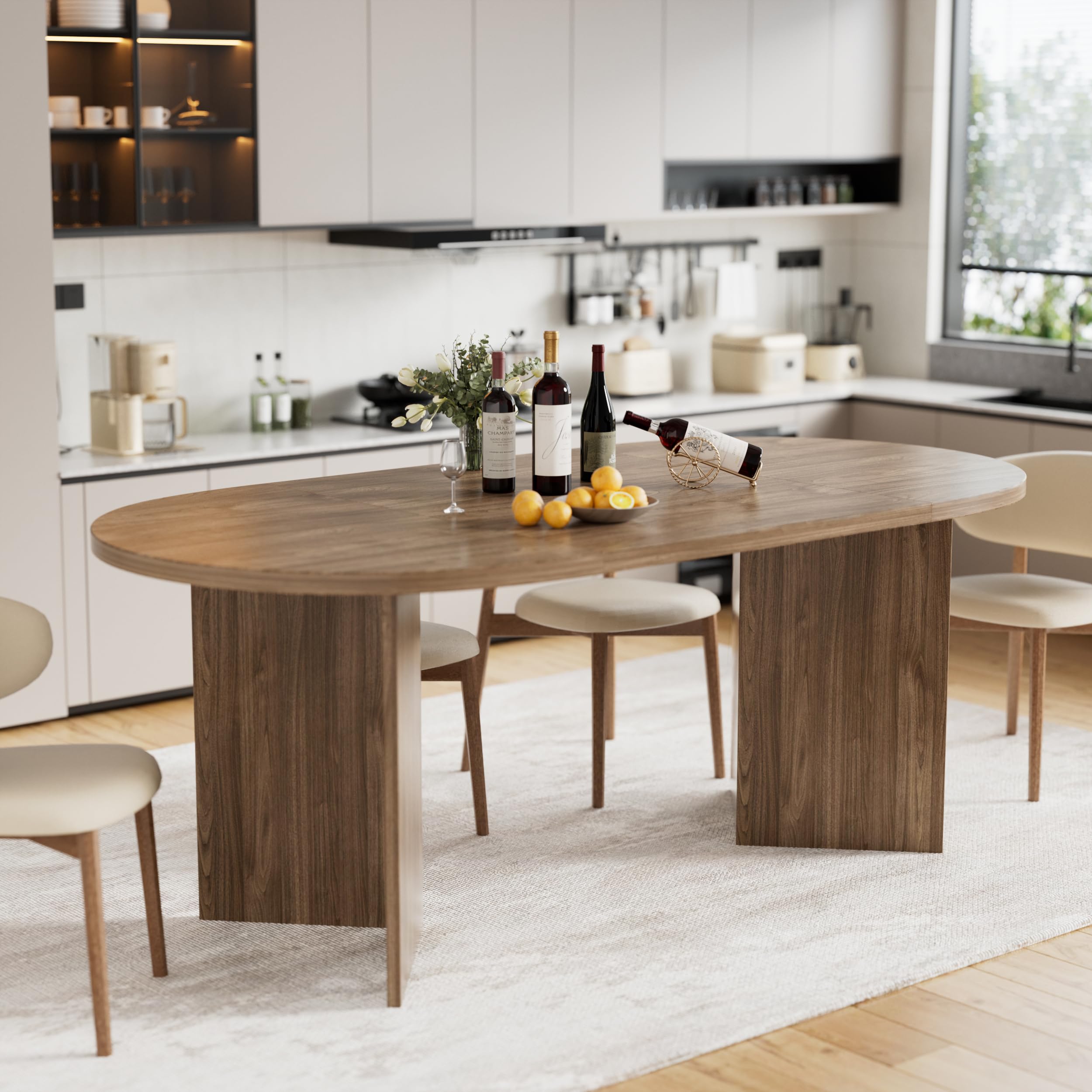 MSFE Tavolo da Pranzo per 6-10 Persone, Tavolo Cucina Ovale 190x90x76cm, Tavolos in legno per Cucina di Casa Soggiorno,Tavolo da Pranzo Marrone,Tavoli moderno per Tempo Libero