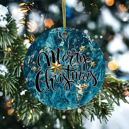 Vista 14 de Two-Side Printed Merry Christmas Marble Ceramic Christmas Ornament, Novelty for Family Friends Kids, Marble Printed Christmas Keepsake Pendants