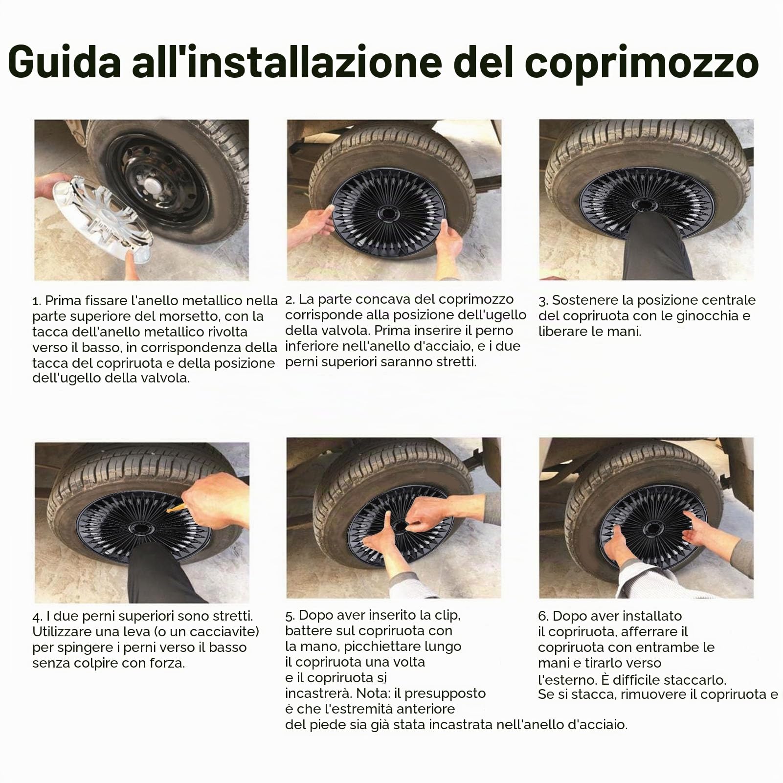 Ausla R17 Copricerchi, Set 4 Eleganti Copriruota in ABS Aggancio Rapido, Cerchi in Set 17 Pollici, Adattamento Universale per Auto, Camion, SUV (Black)