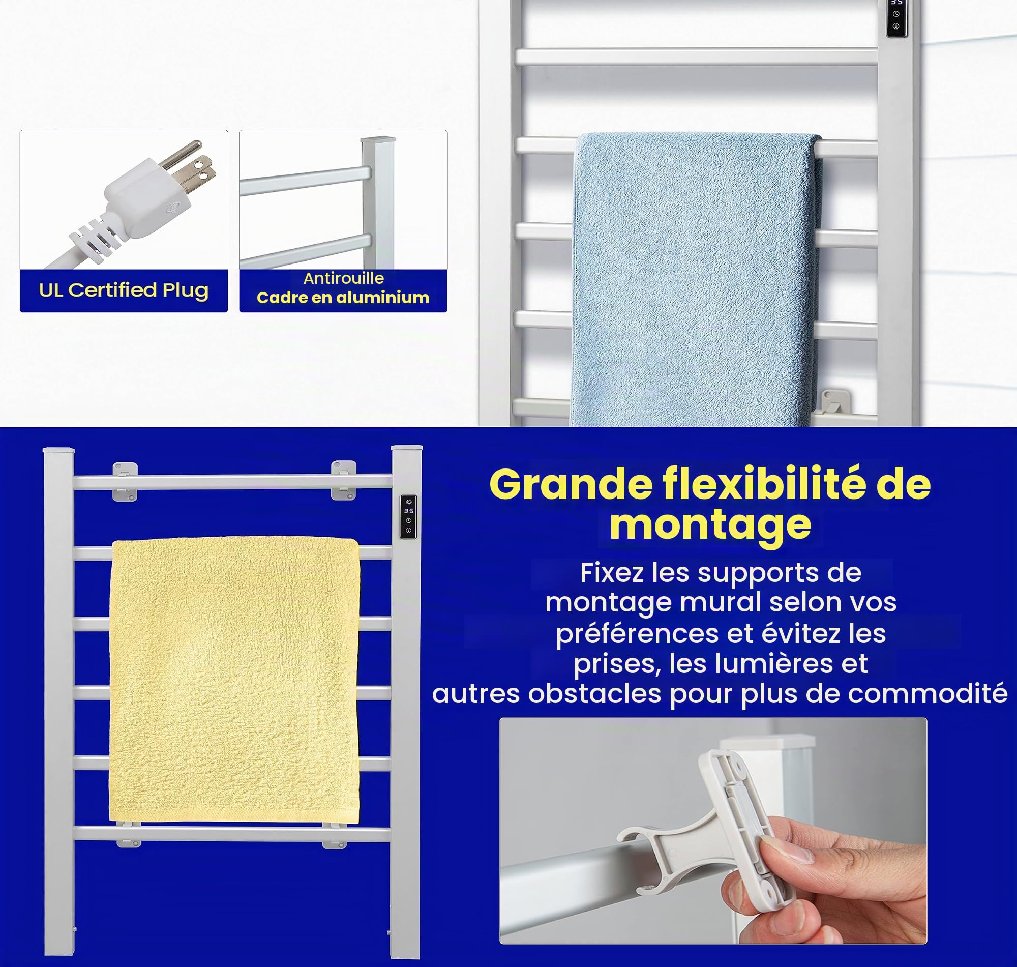 LIFEZEAL Porte-Serviettes & Chauffe-Serviettes Électrique