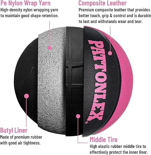 Miniatura 31 de Balones de baloncesto de cuero de 28.5 pulgadas, tamaño oficial 6, para interiores y exteriores, baloncesto para mujeres jóvenes (desinfladas)