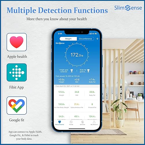 Miniatura 4 de Báscula inteligente para peso corporal y grasa, analizador de composición corporal de 25 pesajes digitales con aplicación, básculas para peso