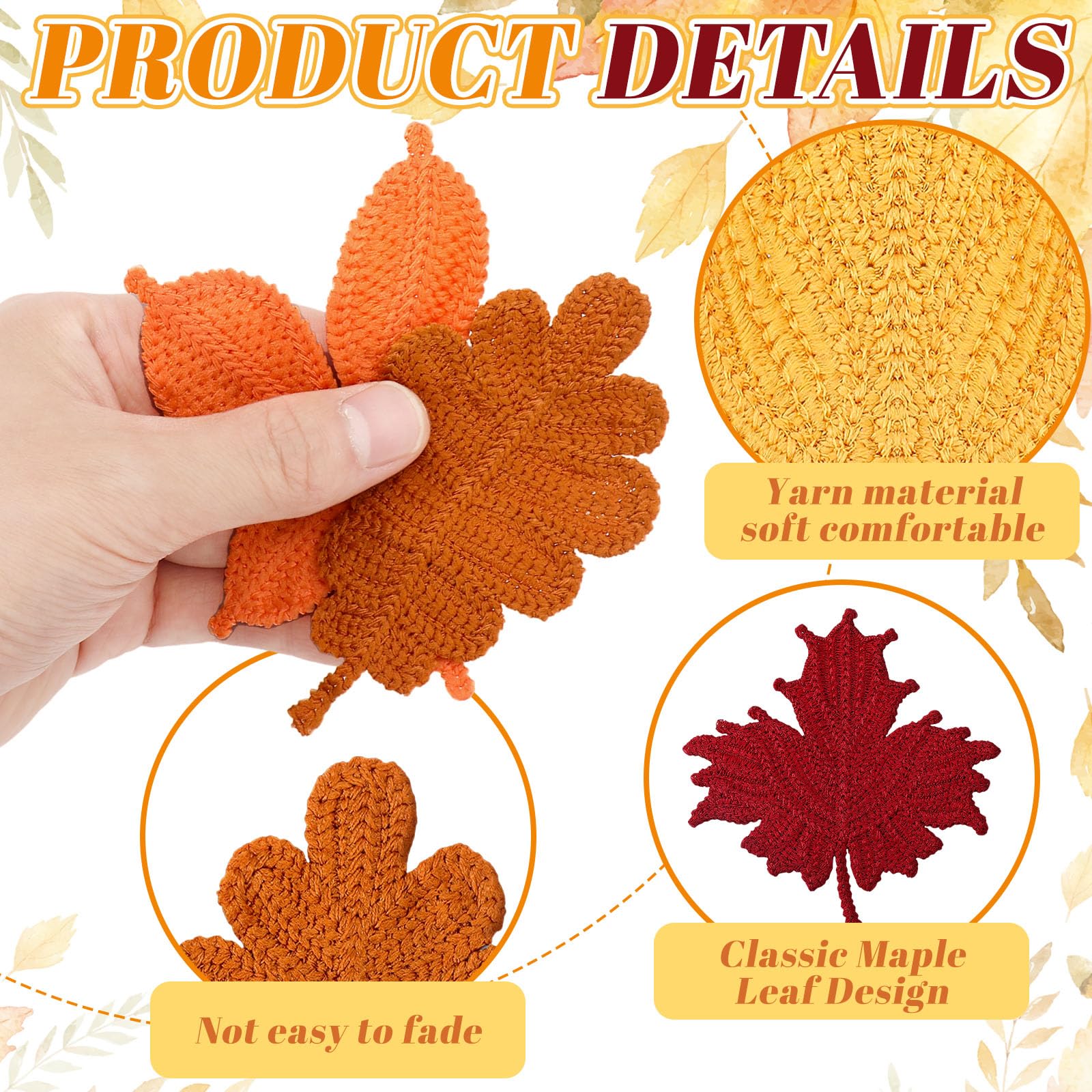 JULMELON 24 Ahornblatt-Ornamente - Herbst-Deko Mit Glitzer, 5 Cm Groß, Mit Aufhängeseil Für Baum, Party & Bauernhaus-Stil