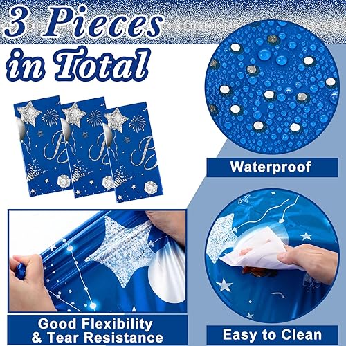 Miniatura 2 de Tudomro 3 manteles rectangulares de plástico para decoración de cumpleaños, para baby shower, suministros de fiesta de cumpleaños, 108 x 54 pulgadas