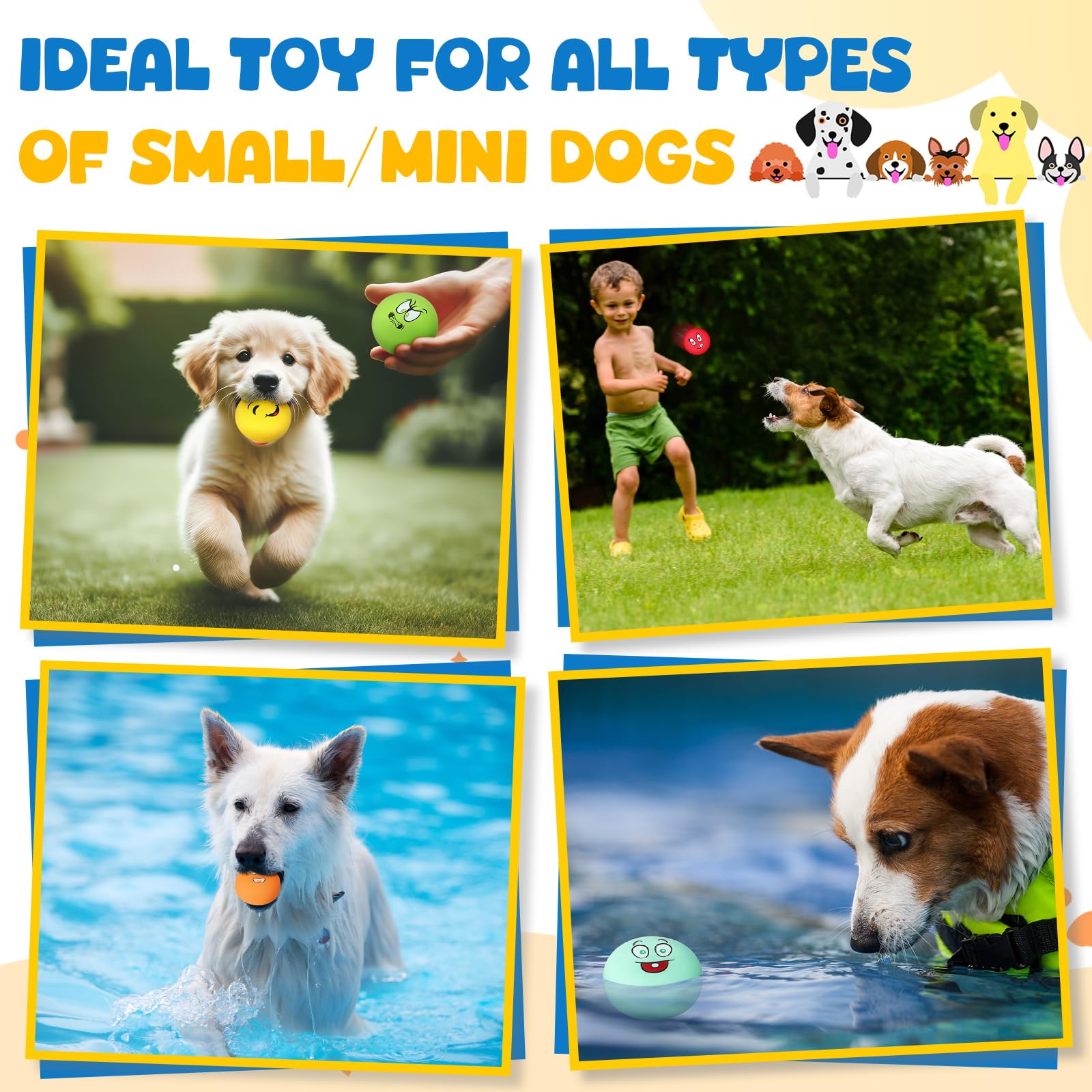 Hungdao 40 piezas de juguetes chirriantes para perros pequeños de goma de látex suaves bolas chirriantes a granel divertido cara chirriante juguetes interactivos para la dentición de cachorros perros
