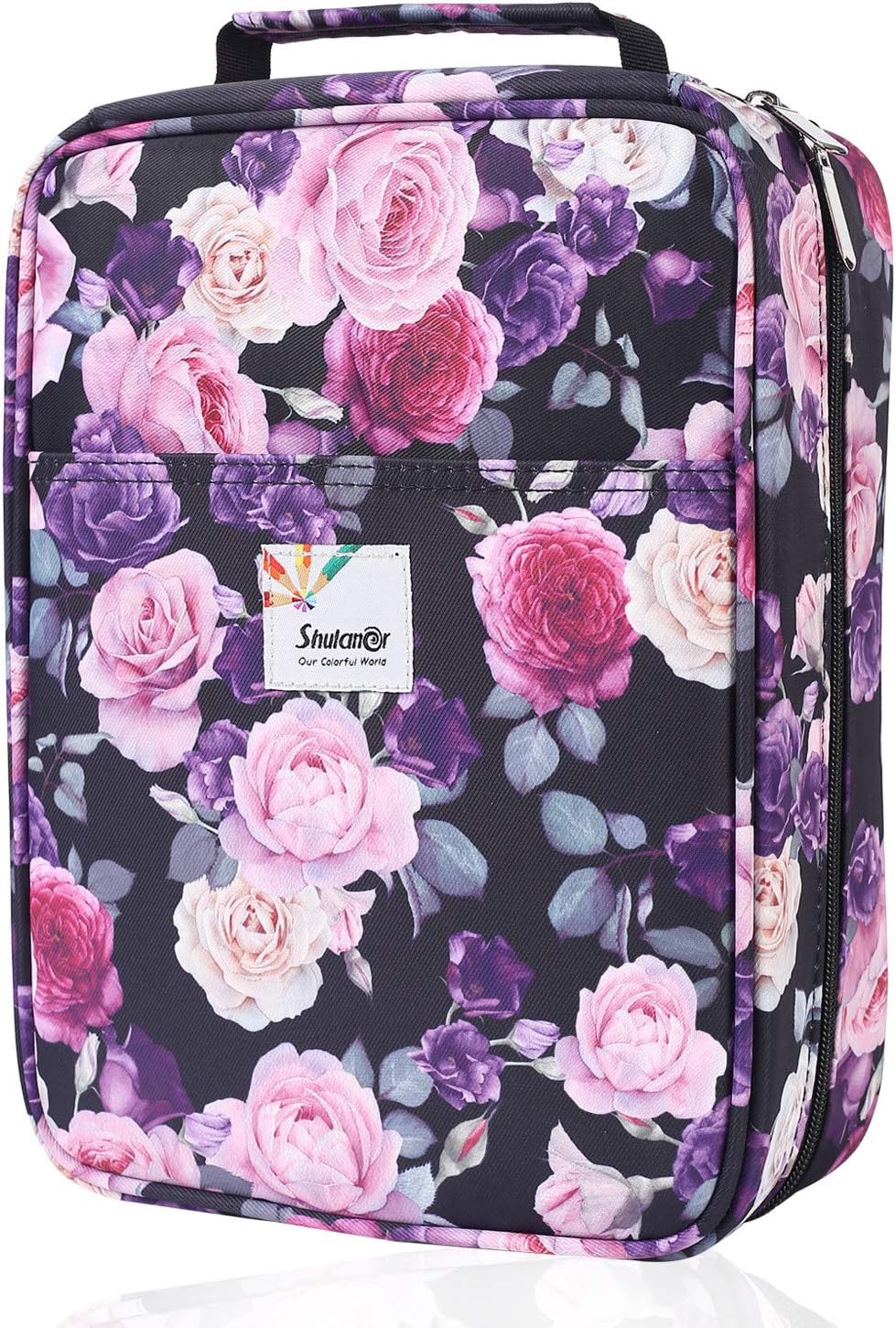 Pencil Case Slot Holds 270 to 274 Colored Pencils or 180 to184 Color Gel Pens with Zipper Closure Large Capacity Nylon Pen Organizer for Artist Purple Rose