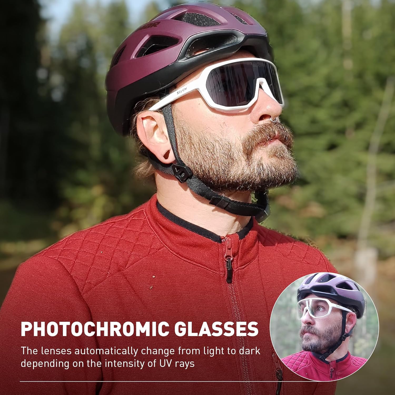 SCVCN Photochromic Cycling Glasses Men Women Clear Sports Sunglasses UV400 Protection for Cycling Running mtb DZ-S63 - Image 2