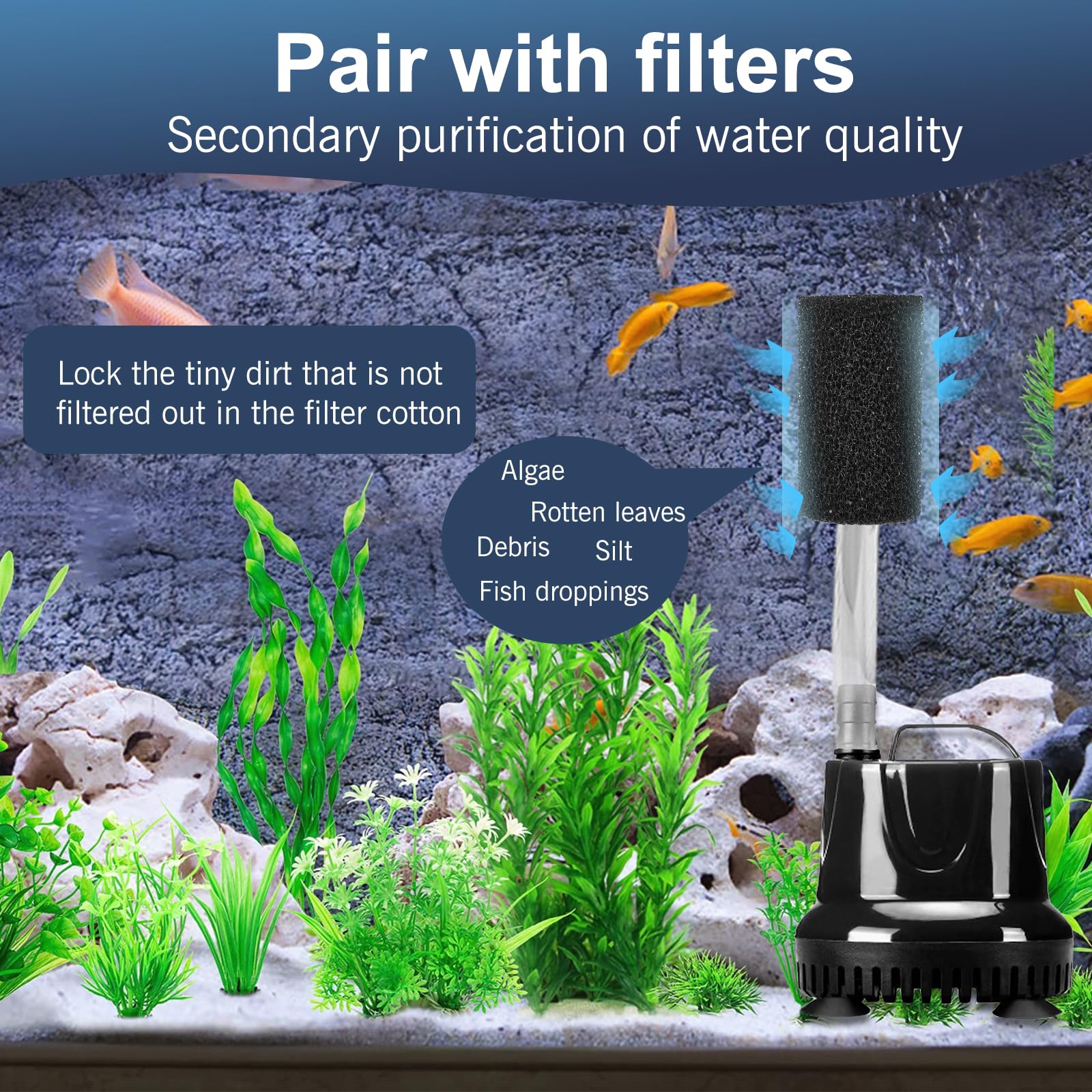 UNEAK 2-Pack Large Premium Pre Filter Sponge Aquarium Intake High-Porosity Foam Roll Fish Tank Shrimp Beta Baby Fish Replacement Foam Cover Filtration Freshwater Saltwater 5-20 Gallons Easy to Clean - image 6