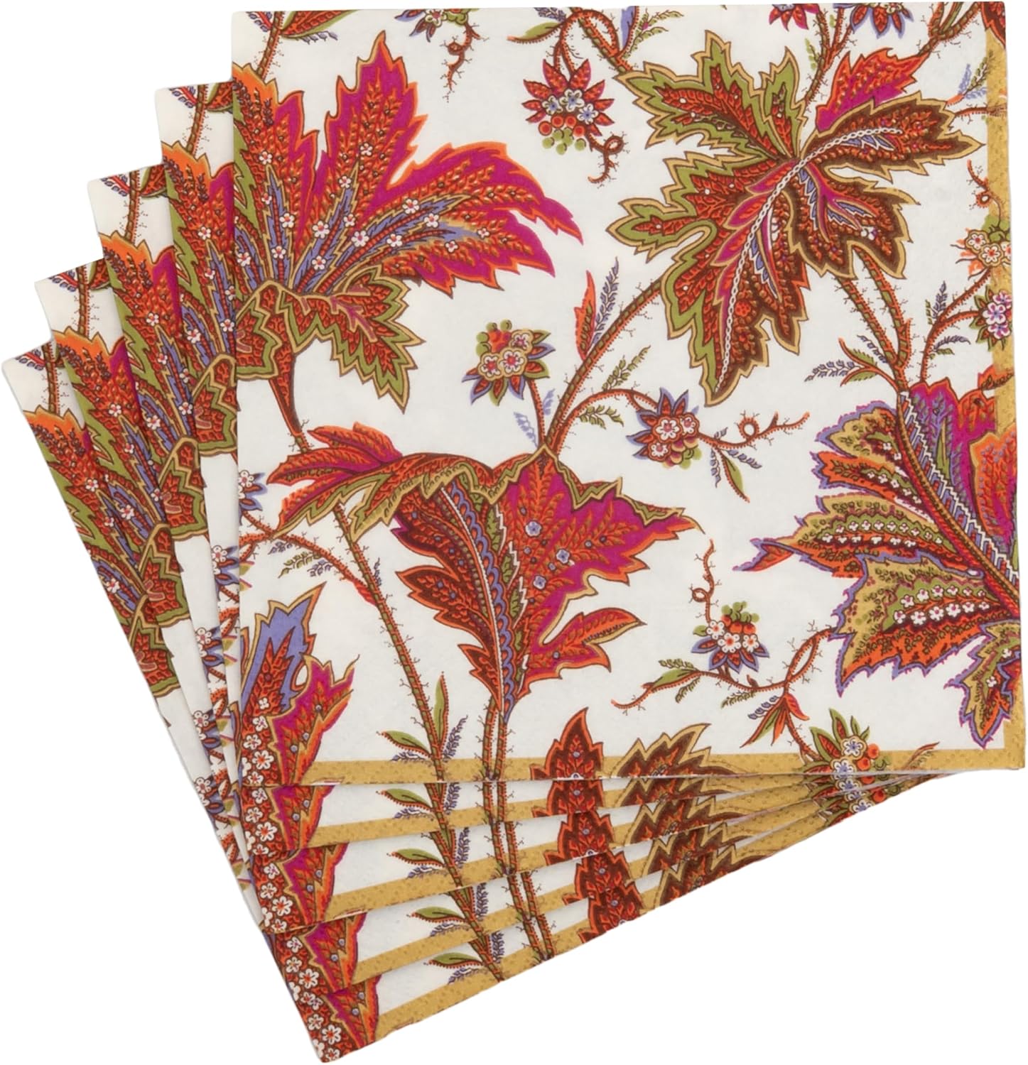Caspari Paisley Leaves Ivory Luncheon Napkins - includes 20 Luncheon Napkins