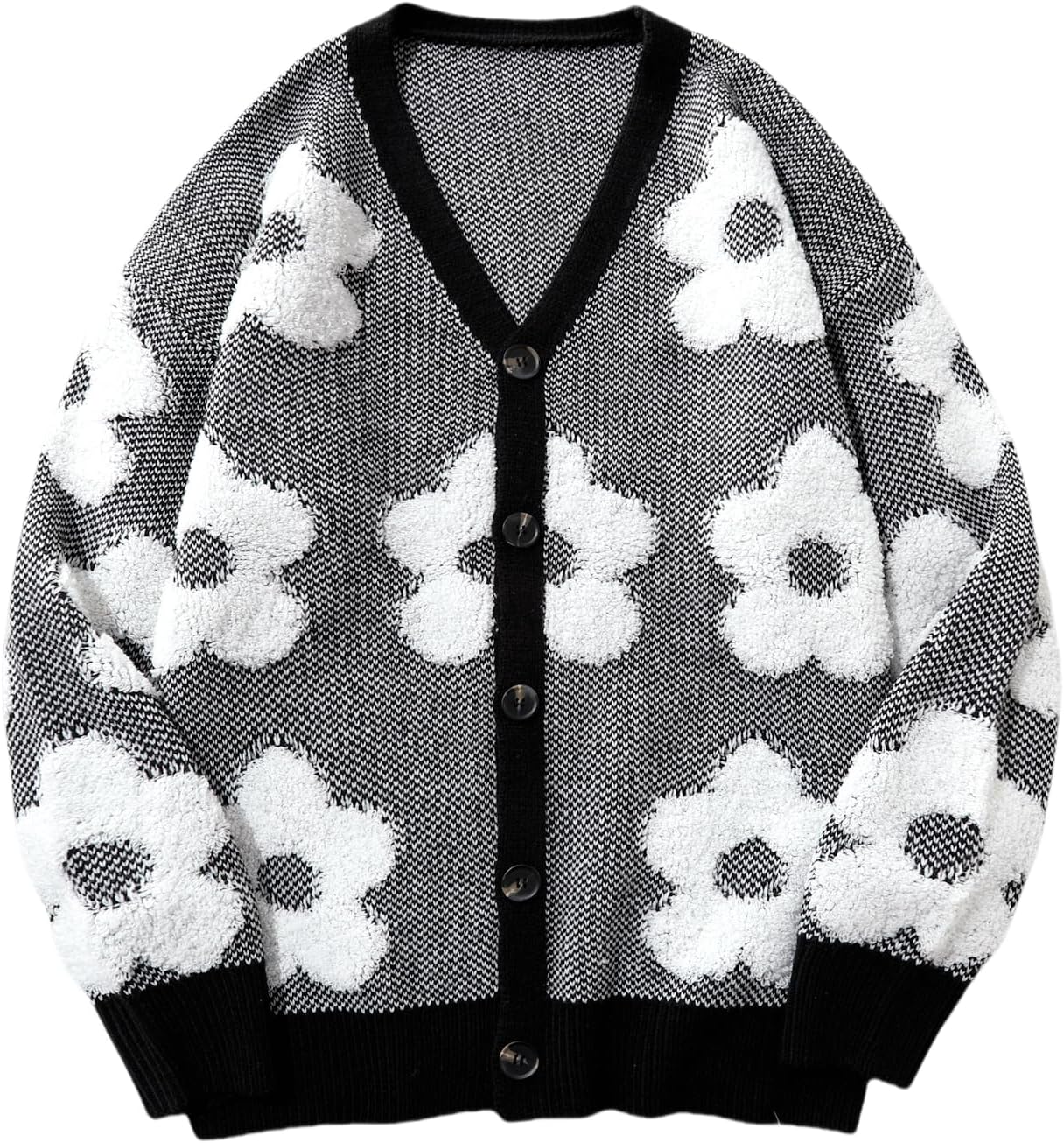 SHENHE Men's Skeleton Pattern Cardigan Sweaters Long Sleeve Unisex Outwear Knitted Coats