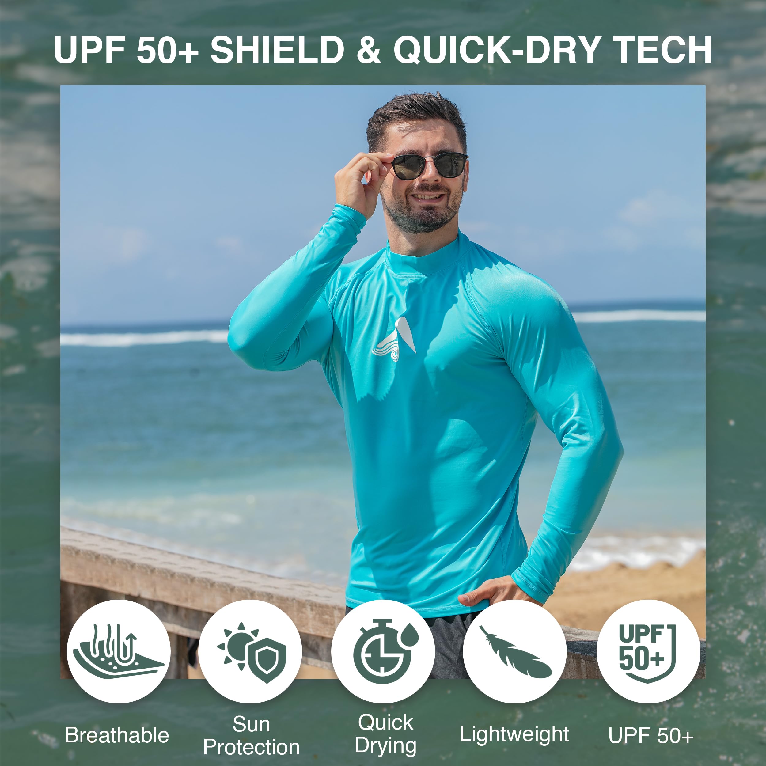 Kanu Surf Men's Long-Sleeve Platinum UPF 50+ Rashguard