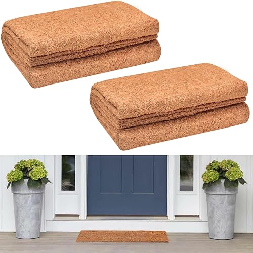 Halatool Paquete de 2 alfombras de 16 x 80 x 0.28 pulgadas gruesas antideslizantes para hielo y nieve, rollo de fibra de coco natural, tapetes para