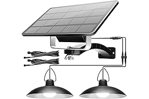 JACKYLED Solar Pendant Lights Dual Head Solar Shed Lights