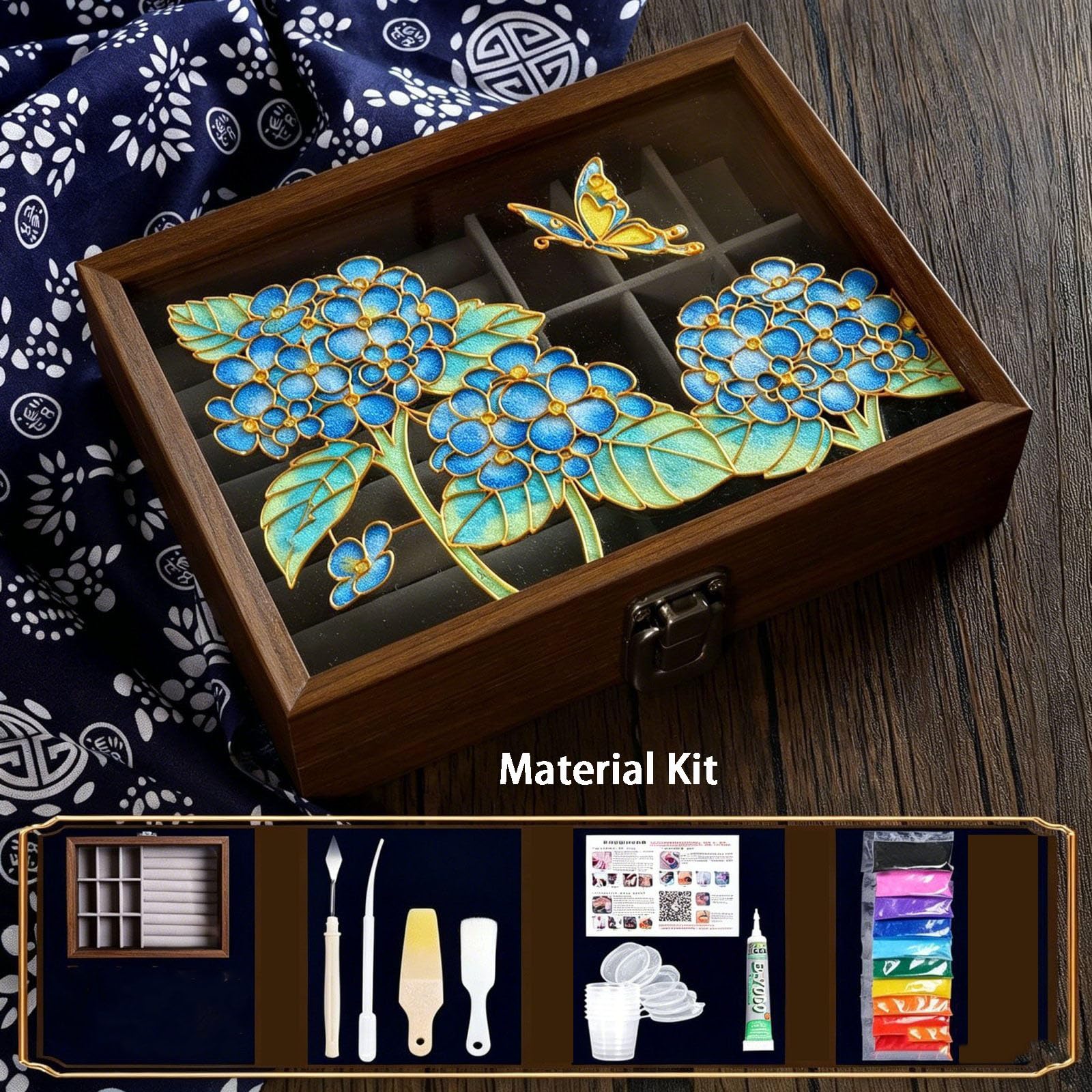 Set Fai-da-Te Scatola di Gioielli in Smalto cloisonné, Set Artigianale Tradizionale Senza Filigrana per Adulti, per Decorazioni Domestiche, Feste,4,20 * 15 * 5.2cm