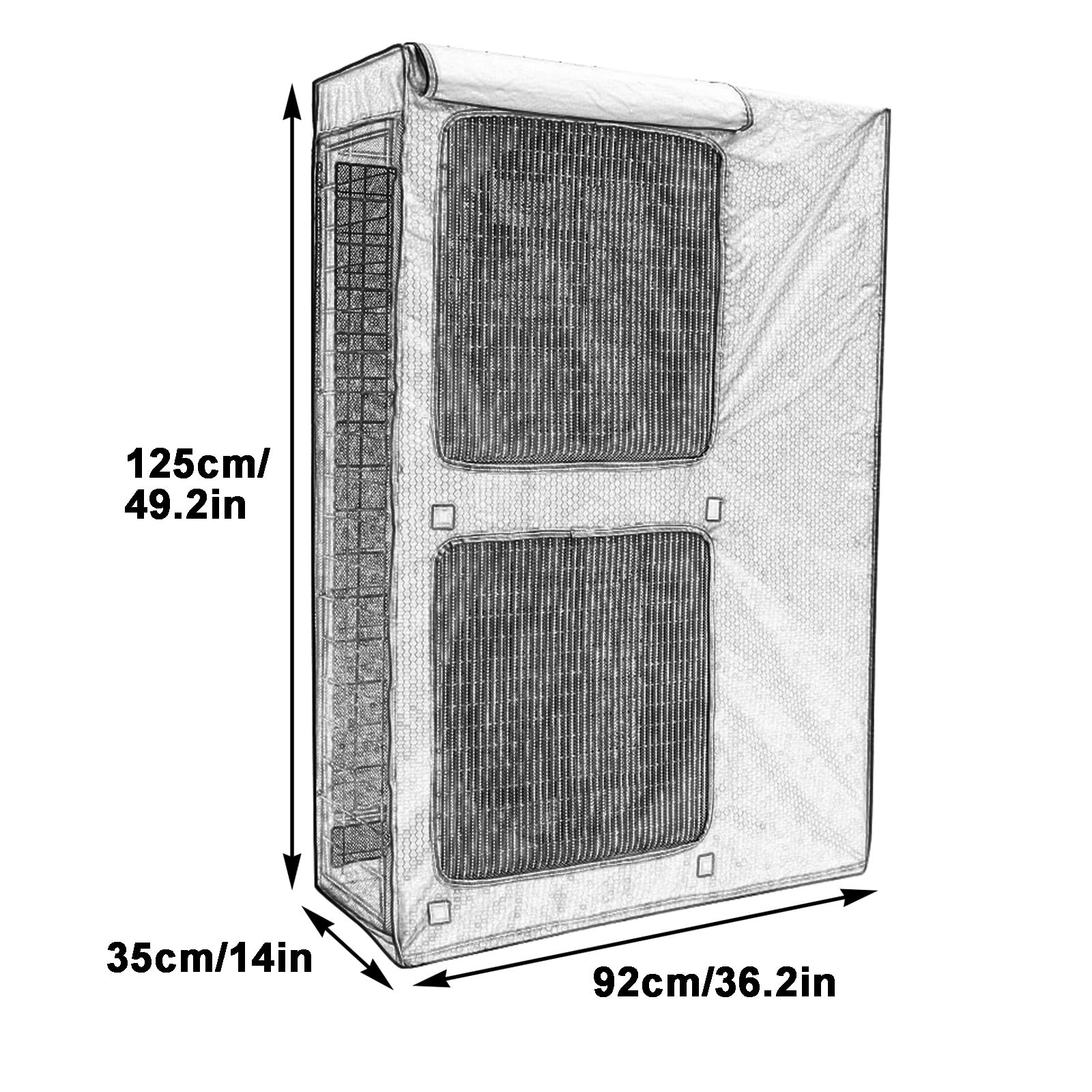 Coperture AC per esterni in tessuto Oxford 600D a maglia fine, protezione per condizionatore d'aria, protezione per tutte le condizioni atmosferiche, per unità esterne, adatta per unità 92 x 125 x 35