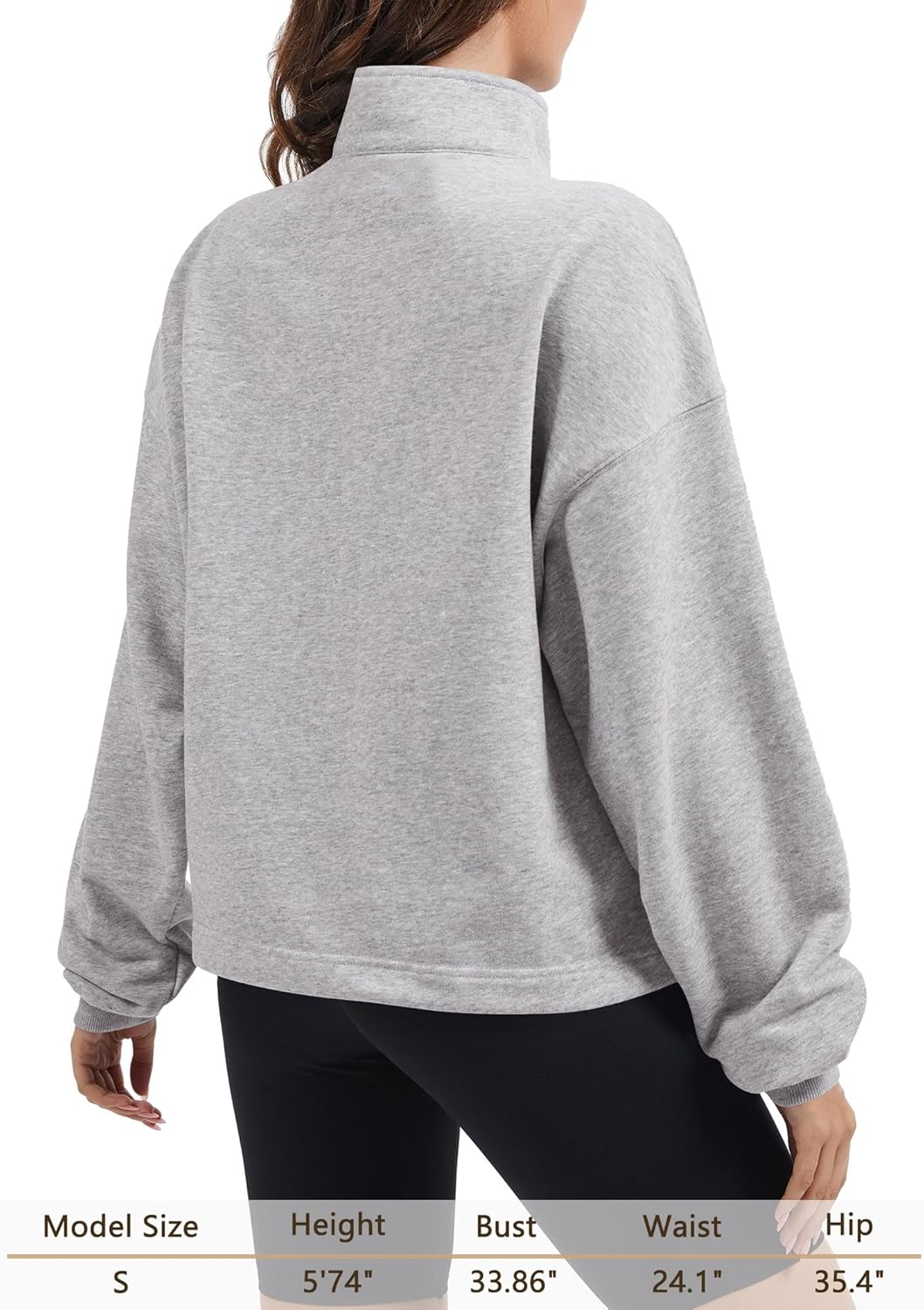 Florboom Women's Quarter Zip Oversized Sweatshirts Drawstring Casual Pullover Top with Pockets - Image 6